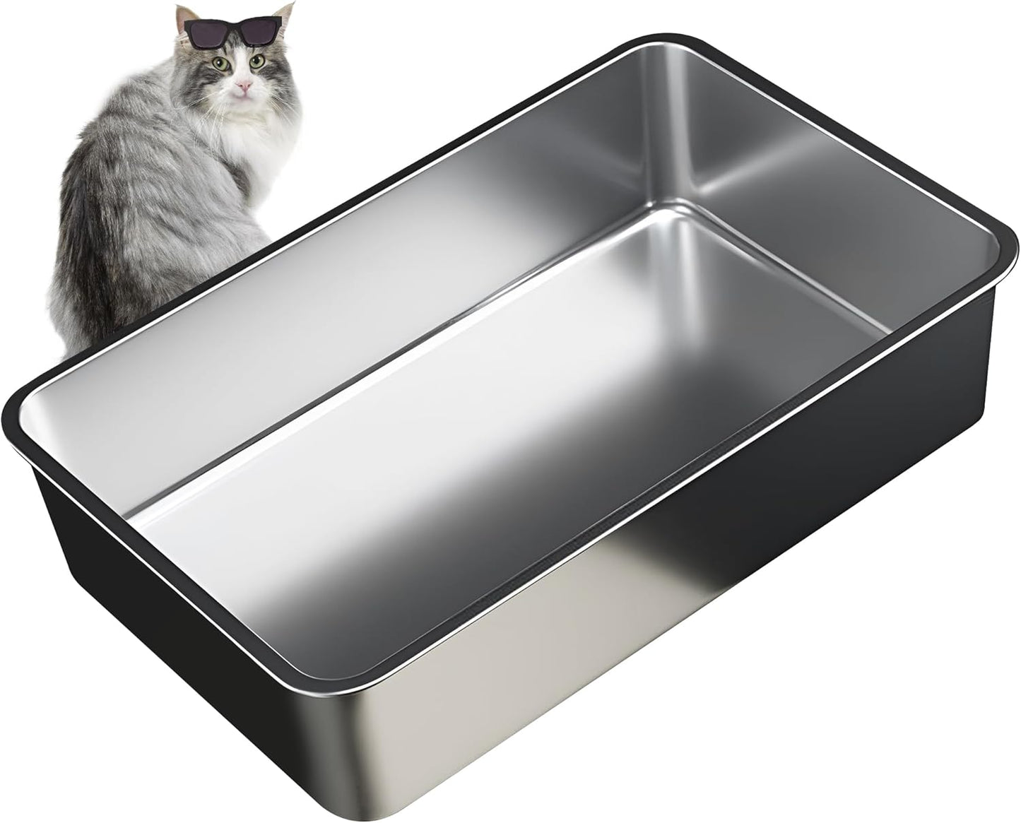Icoyea Stainless Steel Cat Litter Tray, New but dented in 2 corners