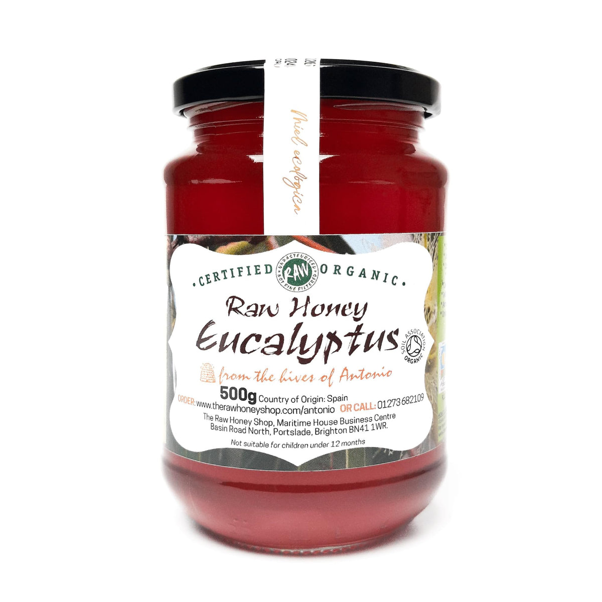 Antonio?s RAW CERTIFIED ORGANIC EUCALYPTUS HONEY, 500g - Premium Range Award-Winning, Pure, Antibacterial, Cold Pressed & Unpasteurised, Natural