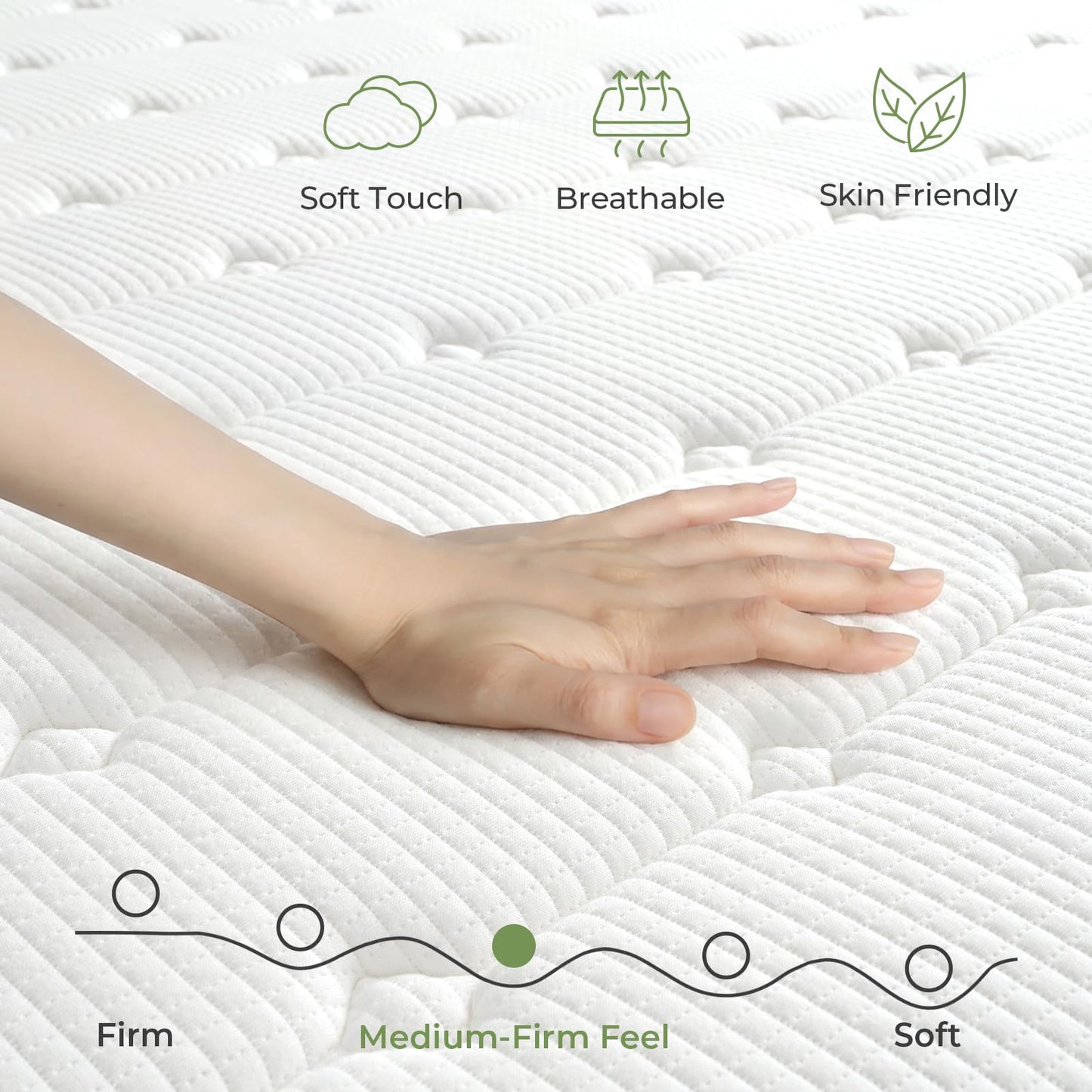 Vesgantti 3FT Single Mattress 90x190cm Hybrid Medium Firm Mattress