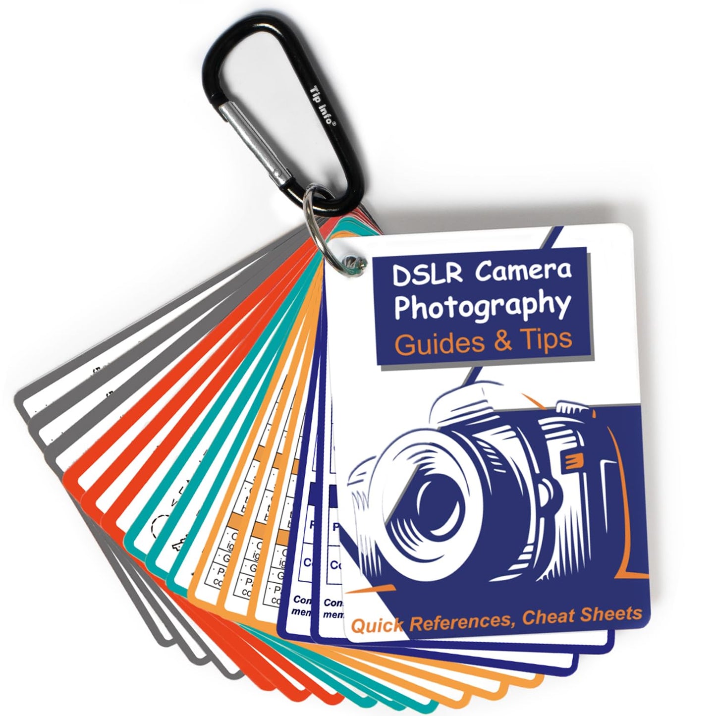 Tip Info Photography Accessories DSLR Cheat Sheet Cards for Canon, Nikon, Sony, Camera Quick Reference Guides & Tips: Settings, Exposure, Modes,