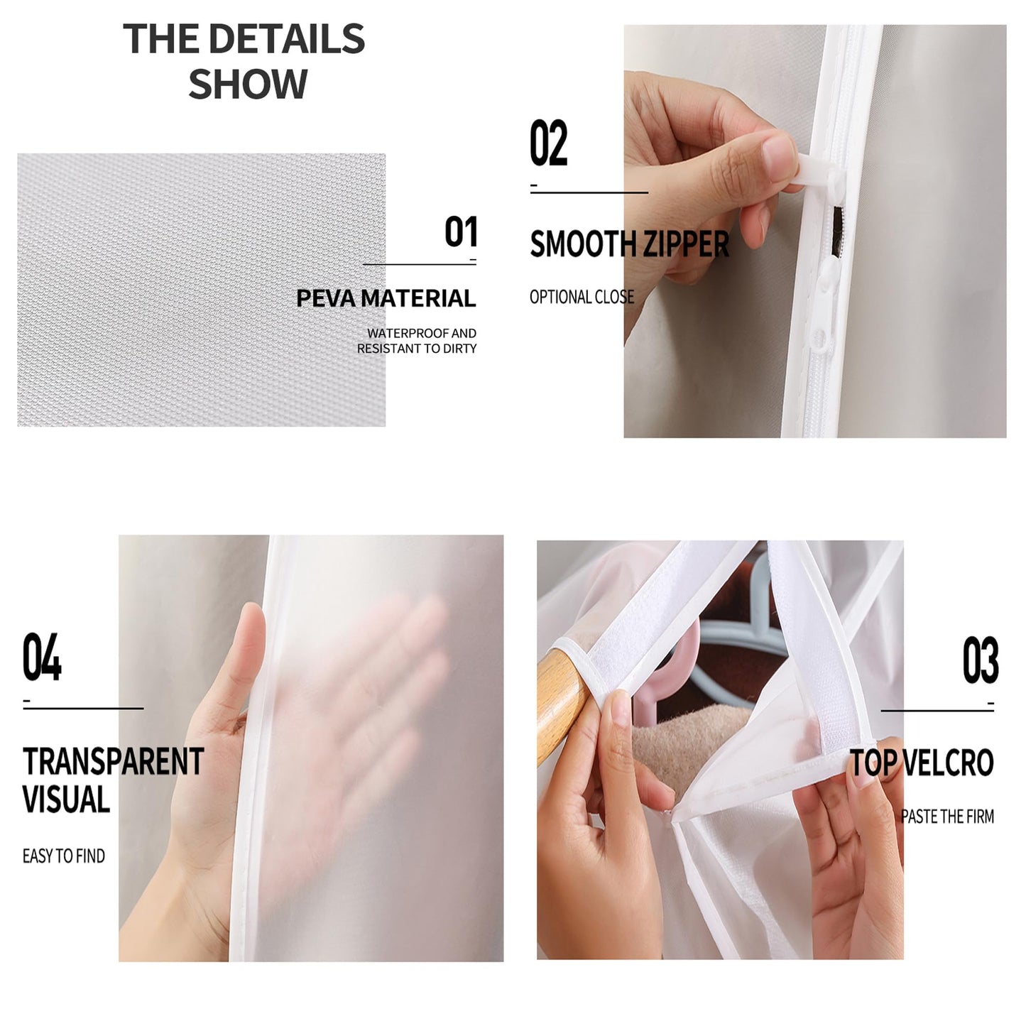 QH7 Garment Clothes Dustproof Clothes Rail Cover, Transparent Clothes Garment Rail Cover 80 * 50 * 120 CM PEVA Dustproof Wardrobe Hanging Protector