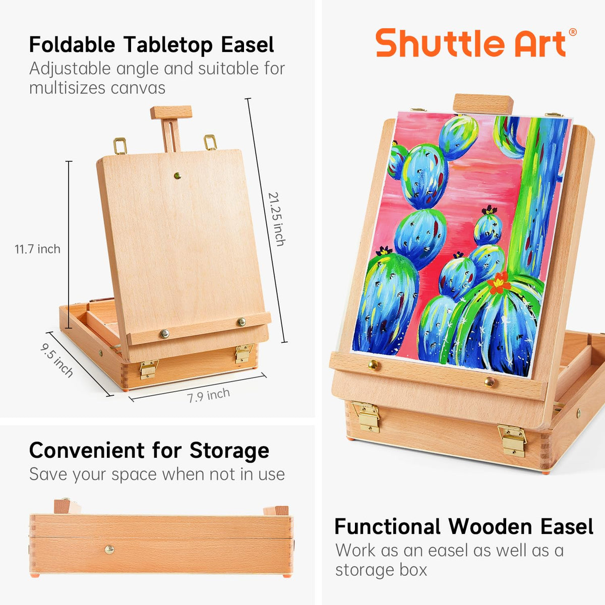 Shuttle Art 59 Pack Acrylic Painting Set, Professional Deluxe Art Set with Table Top Easel, 30 Colours Acrylic Paints Set, Canvas, Brushes, Complete