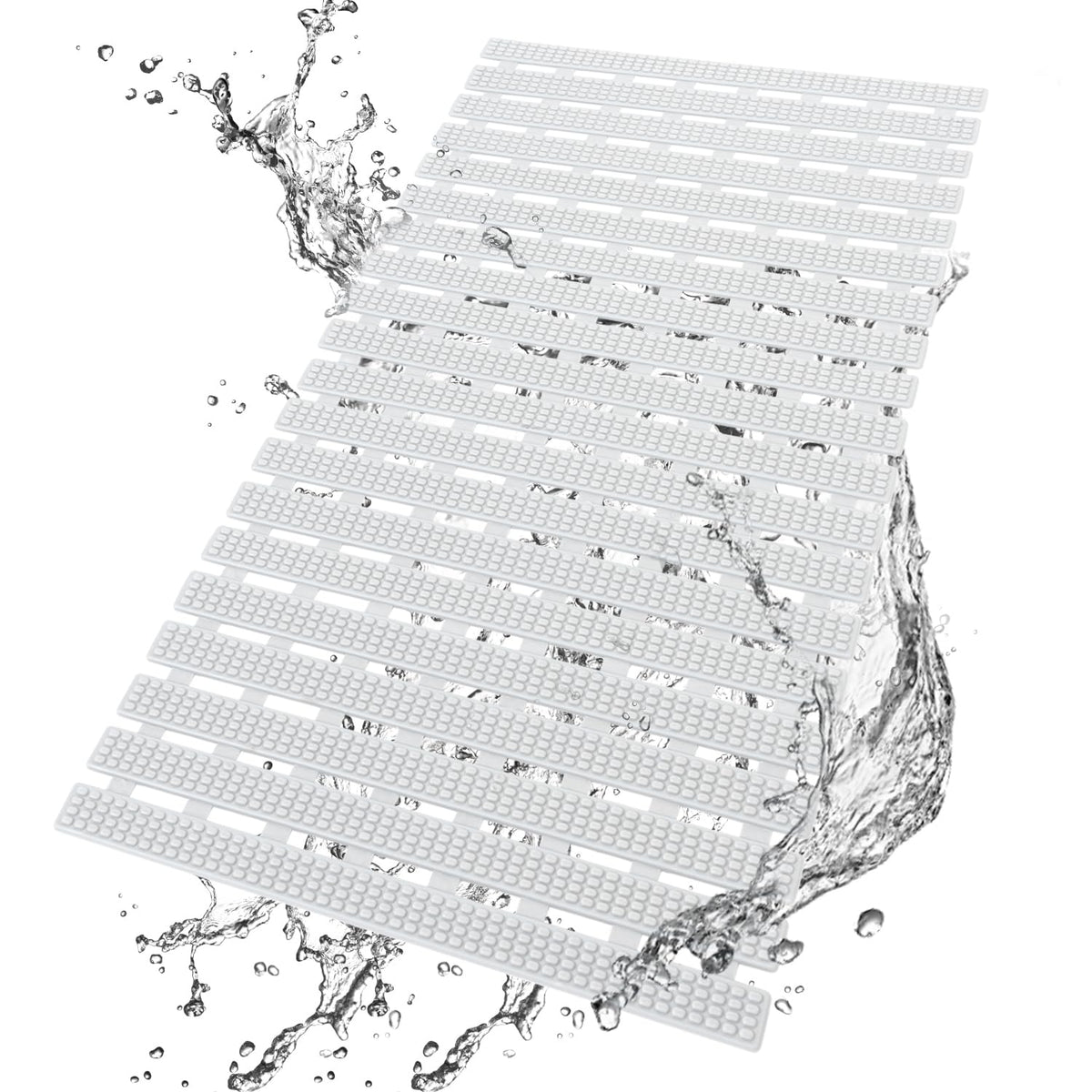 HITSLAM Bath Mat Non Slip Anti Mould, 68x38CM Shower Mats for Inside Shower, Quick Drain TPE Bathtub Mat with Suction Cups, Bathroom Accessories,