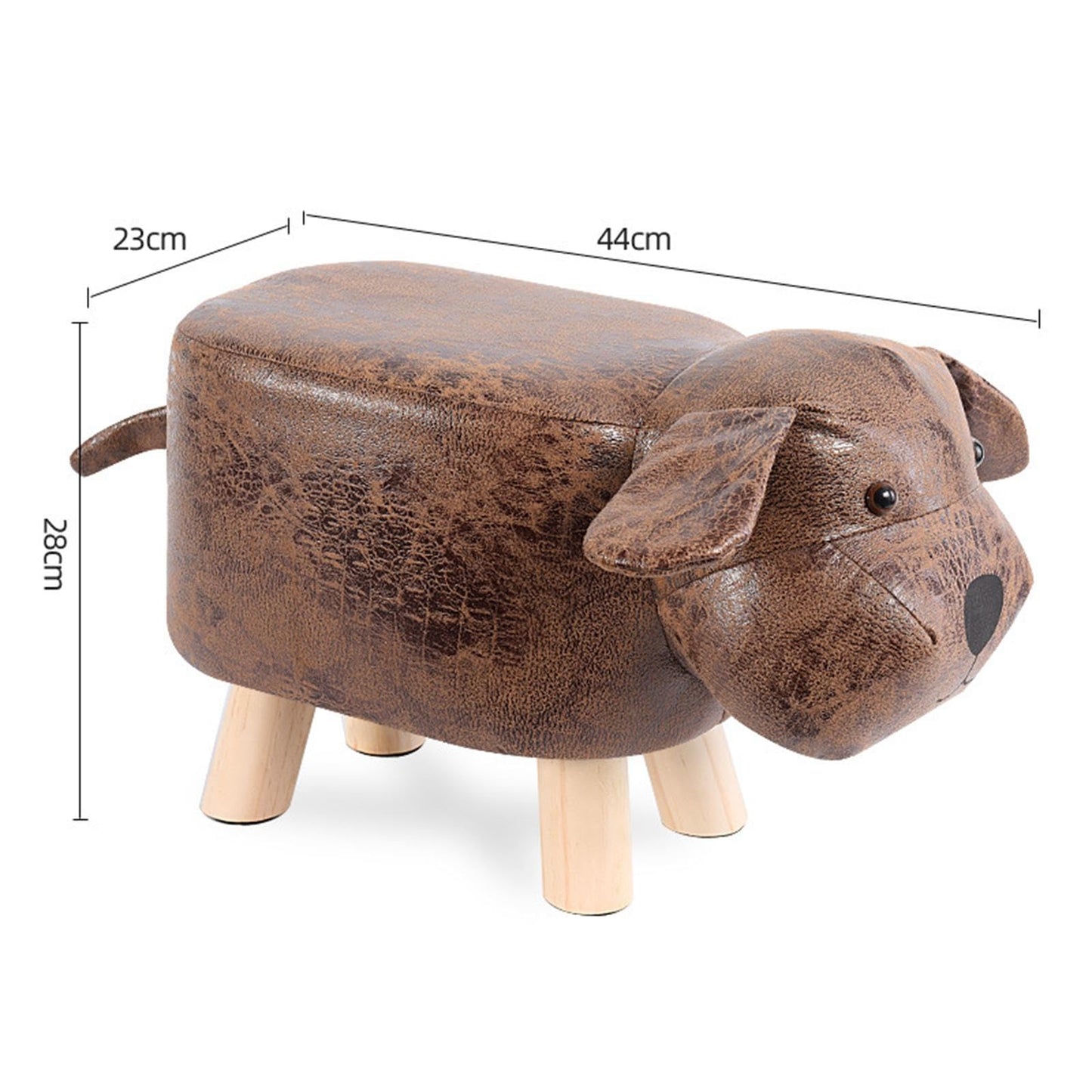 Qianly Animal Footstool, Cartoon Dog Shaped Ottoman Chair, Foot Rest, Changing Stool for Living Room, Playroom, Brown