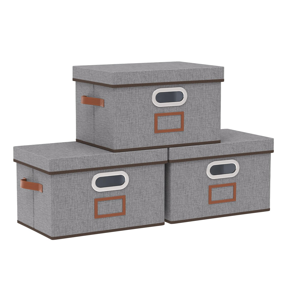 OUTBROS Storage boxes, Decorative Sturdy Boxes, 32x23x20cm, Grey, 3 Set