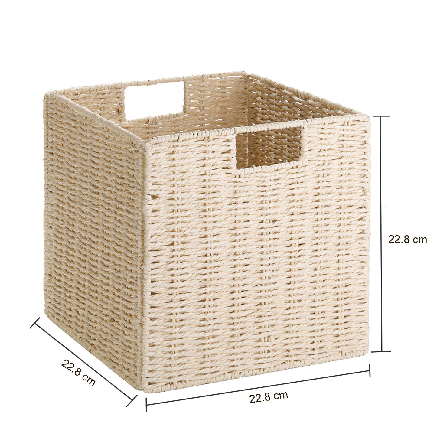 Vagusicc Wicker Storage Basket, Set of 2 Handwoven Wicker Basket, Foldable Storage Baskets Organizer Cube Bins with Handles for Shelves Bathroom
