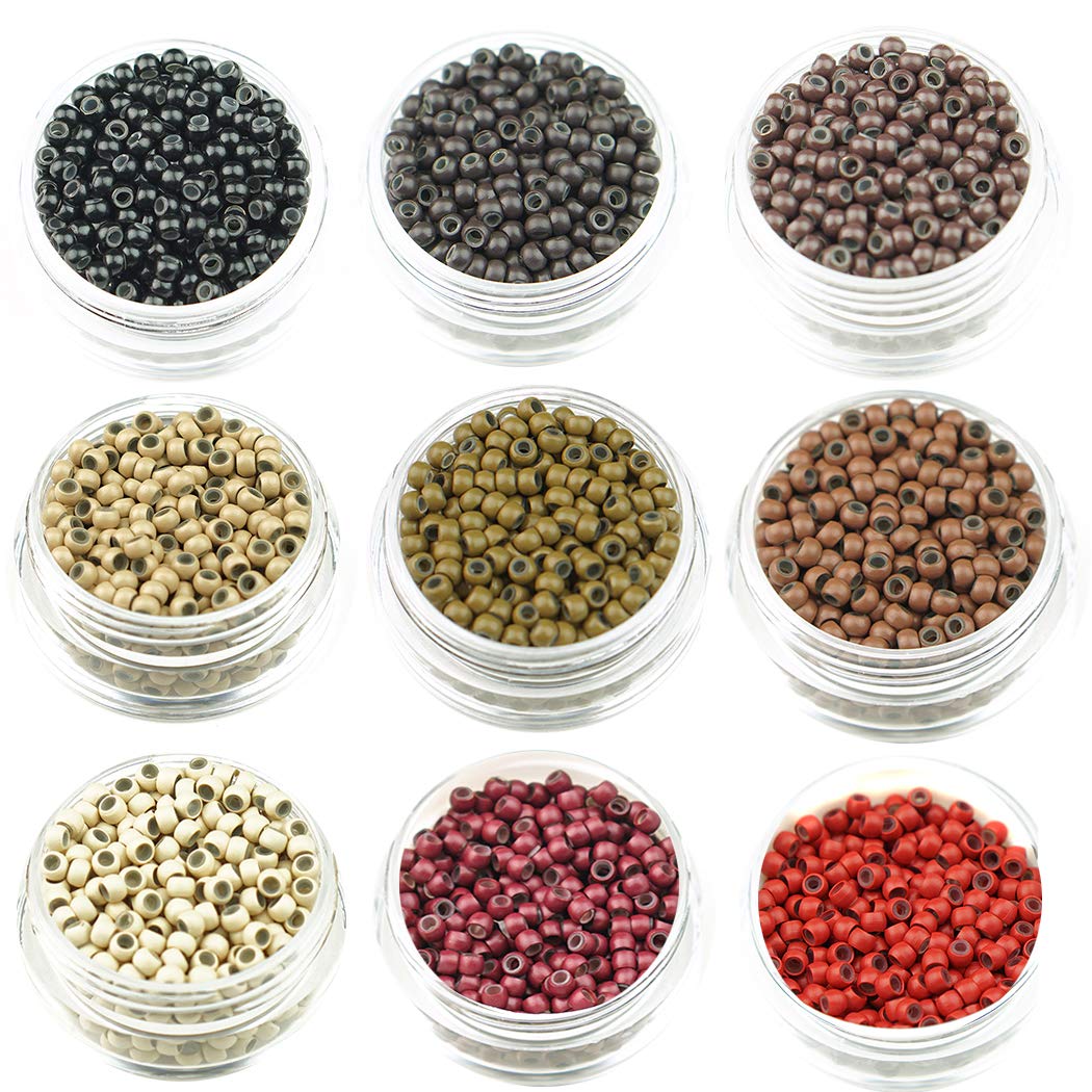 KOCONI 1000 Nano Rings 3mm Silicone Lined Hair Extension Beads - Micro Beads - Light Brown