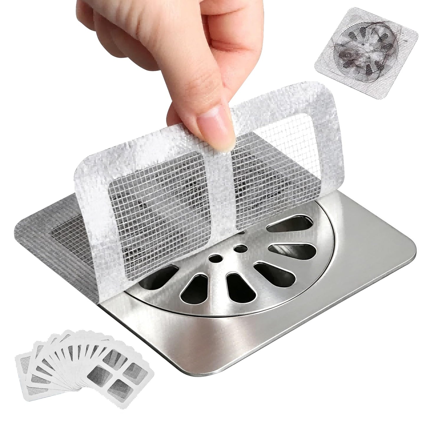 50 Pack Shower Drain Hair Catcher, Disposable Adhesive Hair Trap