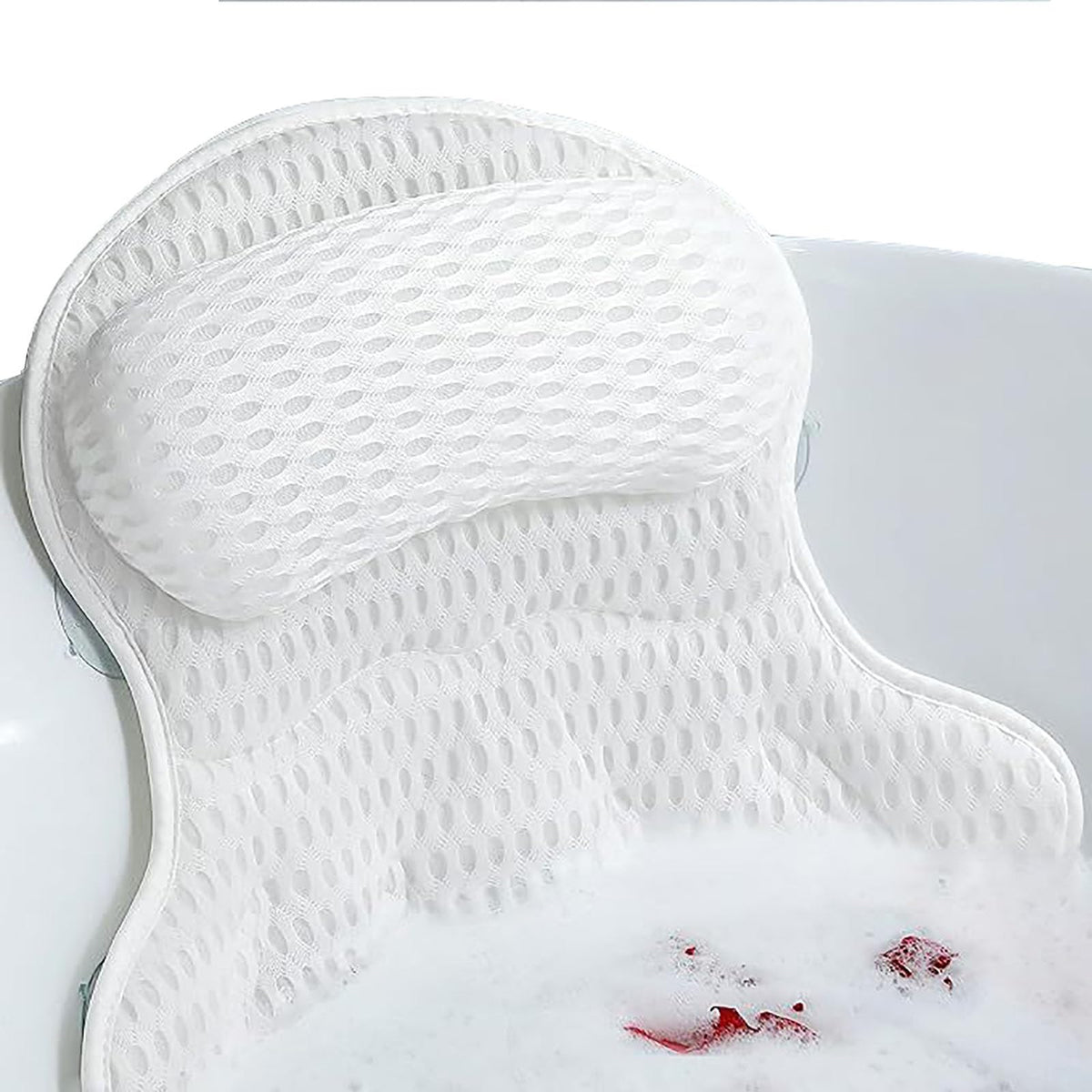 Bath Pillow for Bathtub,Non-SlipBath Pillow Luxury Soft Bathtub Pillows 4D Mesh Foam Tub Pillow Bath Cushion with Anti-Slip Suction Cup Fits All