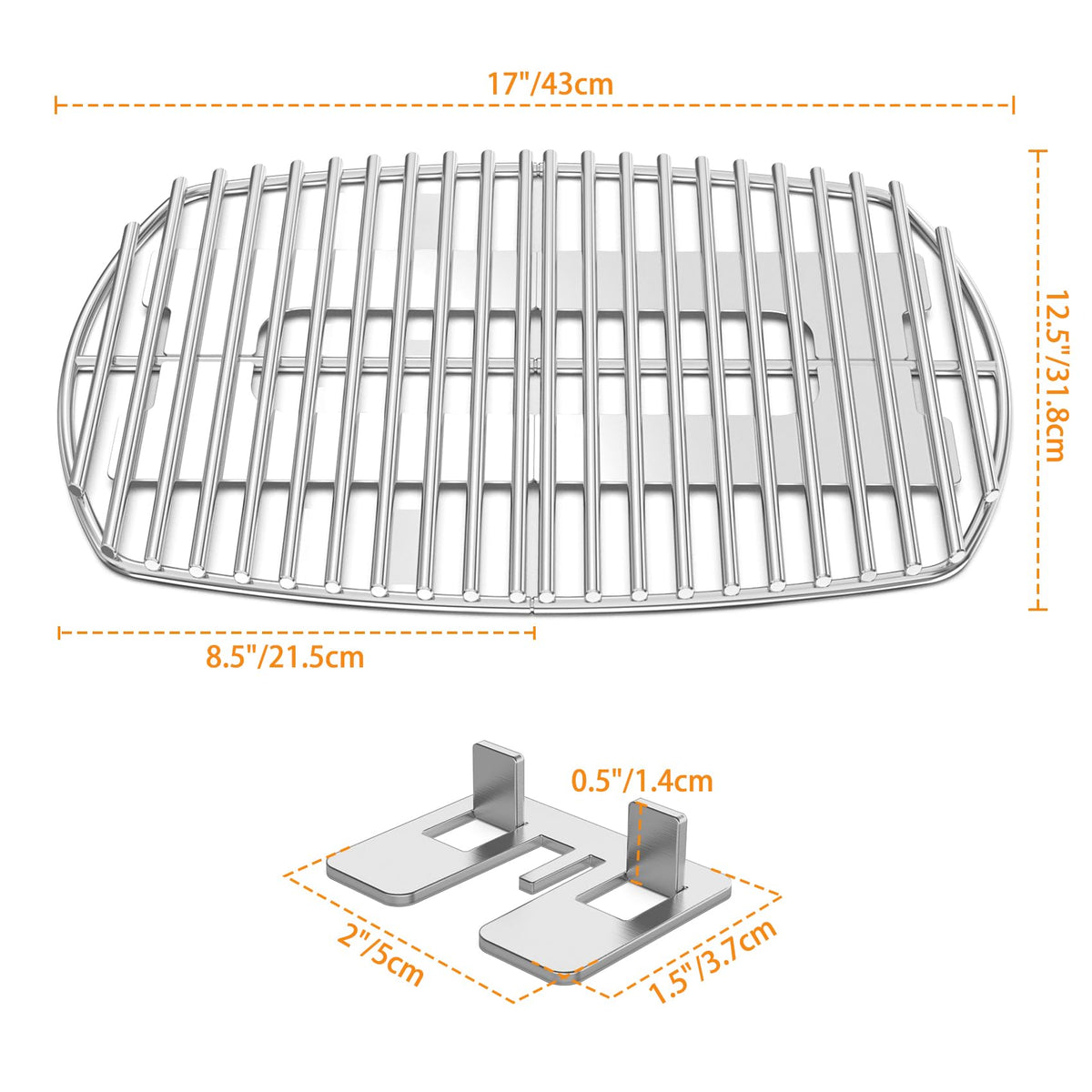 onlyfire Stainless Steel Cooking Grate, Cooking Grill Grid Grate,Barbecue Grid fits Weber Q1000 Q1200 Q1400 Grills