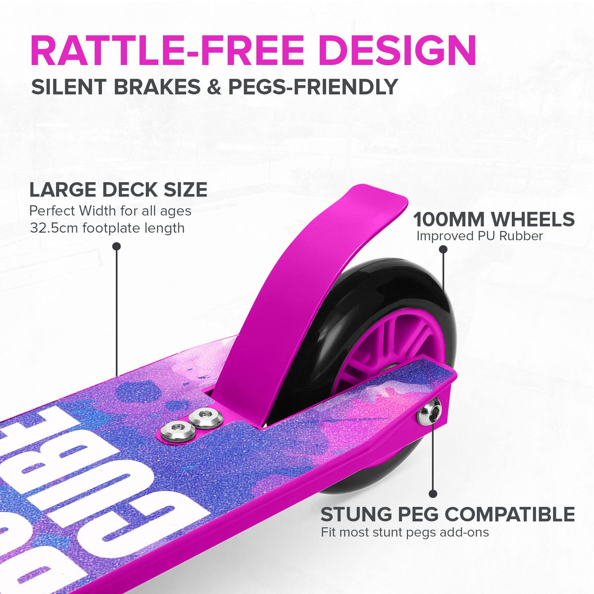 BOLDCUBE Stunt Scooter Purple for Kids Ages 6-12 8-12 Years | Freestyle Pro 360? | Aluminium Deck | ABEC 7 | Micro Crystalized Deck