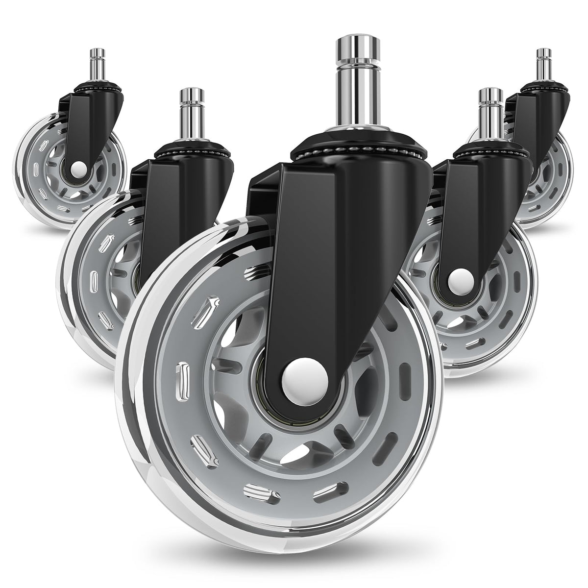 COSYLAND Office Rubber Chair Castors Replacement - Heavy-Duty Computer Gaming Desk Wheels Smooth & Safe Rolling for All Floors Hardwood and Carpet