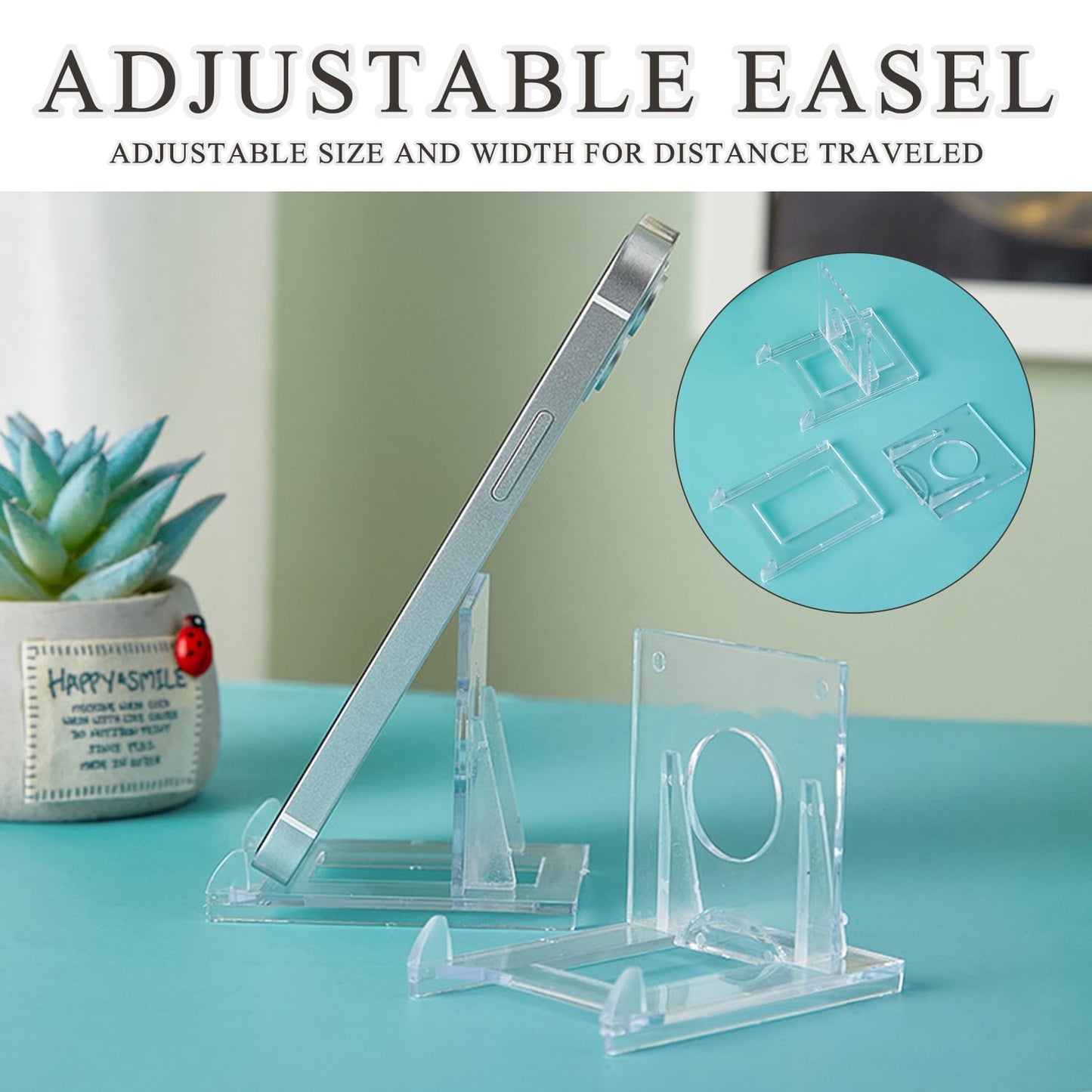 SYEYCW 10 Pcs Acrylic Display Stand, Clear Adjustable Clear Acrylic Plastic Display Stands, Multifunctional Card Display Stand, for Photos
