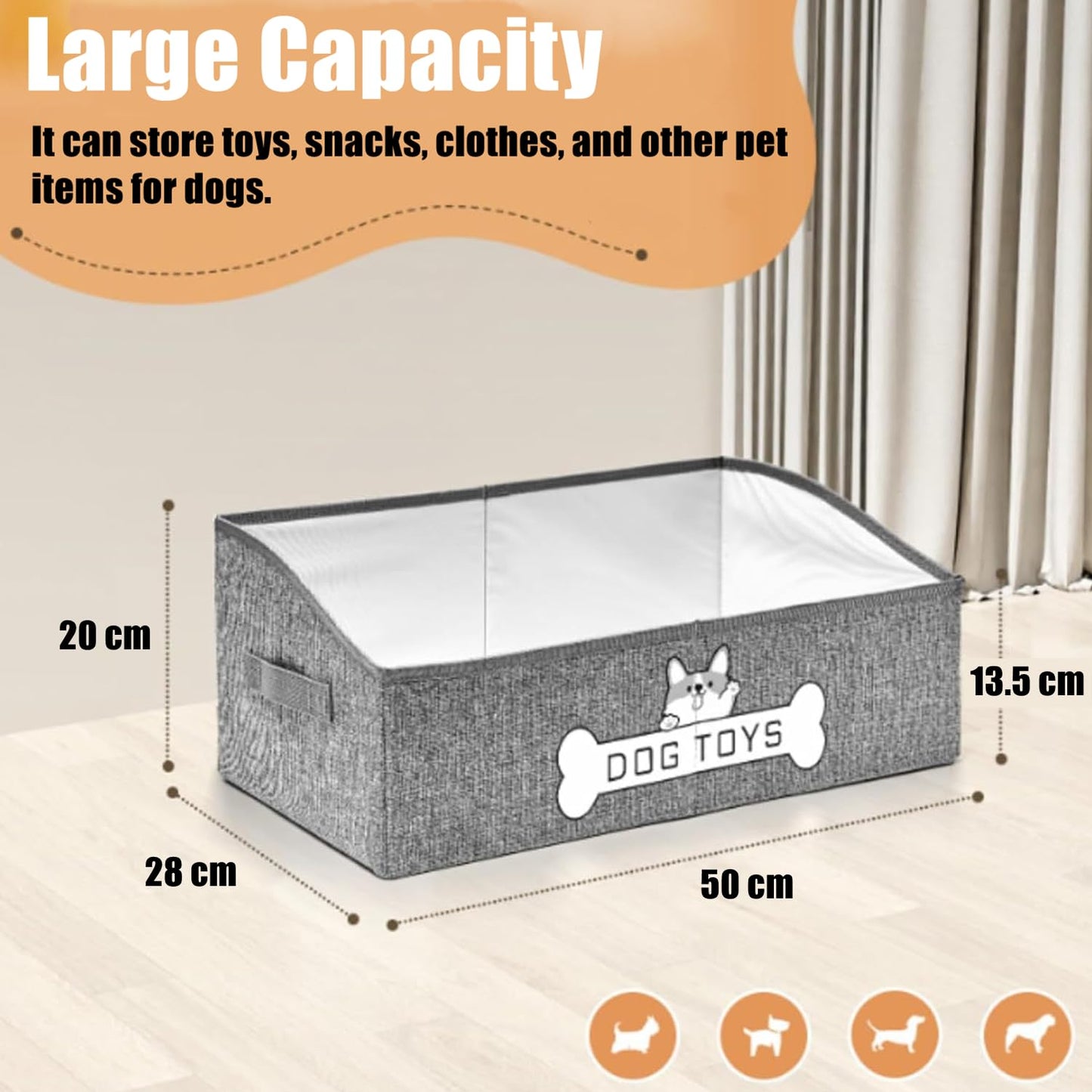 bangminda Large Foldable Storage Basket for Dog Toys 50 x 28 cm Dog Toy Box Pet Toy Box Foldable Storage Boxes Storage Box for Pet Supplies for Dogs