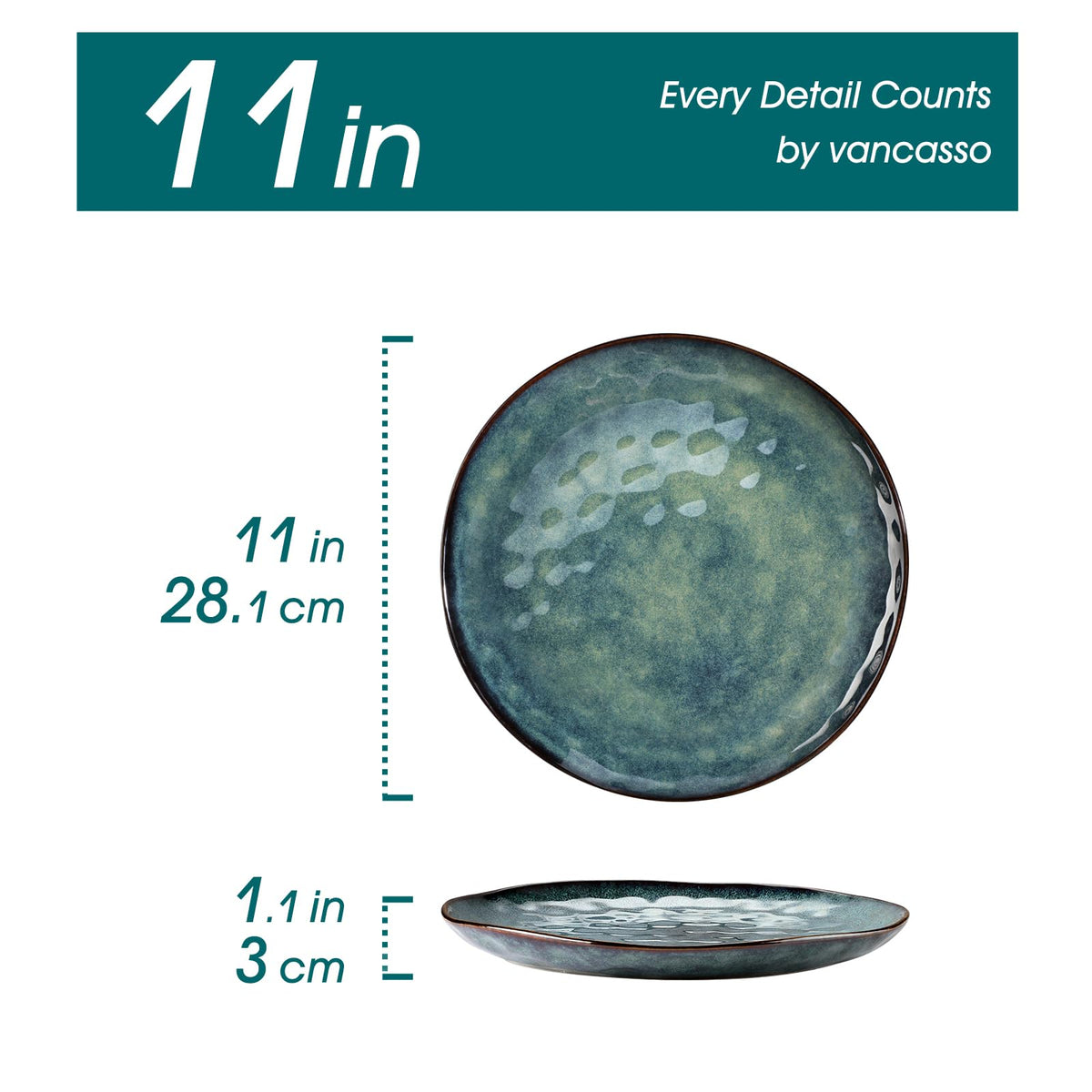 vancasso Dinner Plates Set, 10.5 Inch Scratch-Resistant Ceramic Plate, Microwave, Oven and Dishwasher Safe Dinner Plates Set of 4, Reactive Glaze and