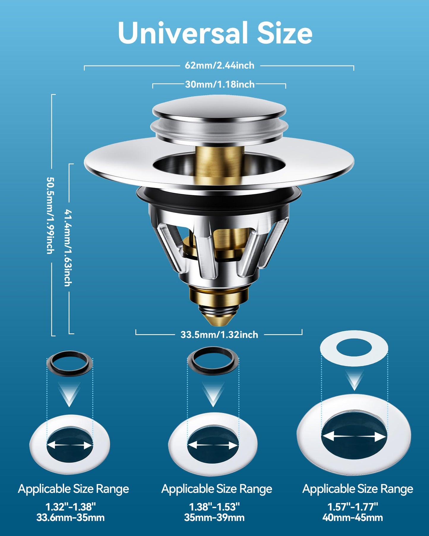 dothnix Sink Plug Replacement Filter for 34-45mm Drain Holes