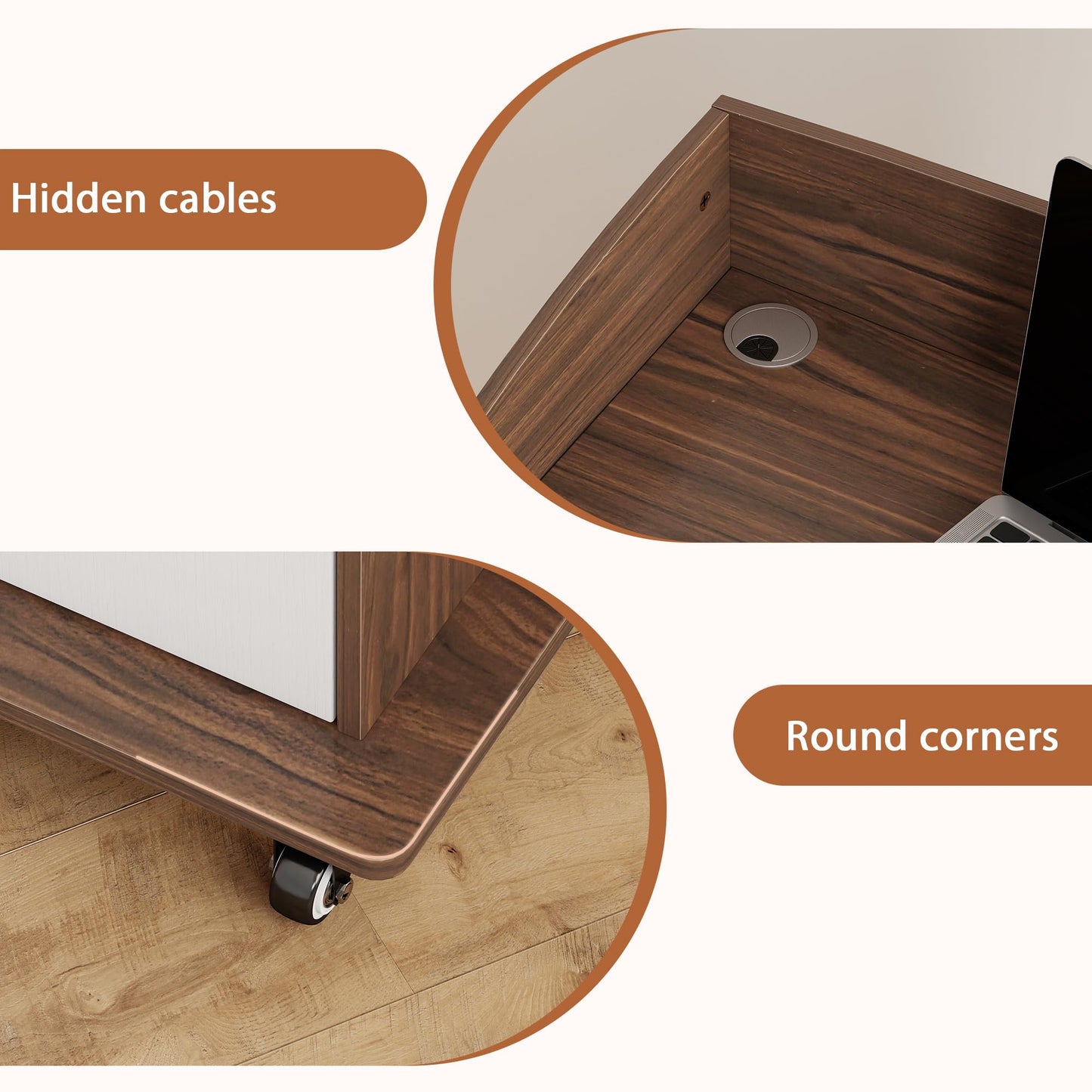 Turosur Podium Stand with Drawer, Hidden Cable Hole & Adjustable Shelf