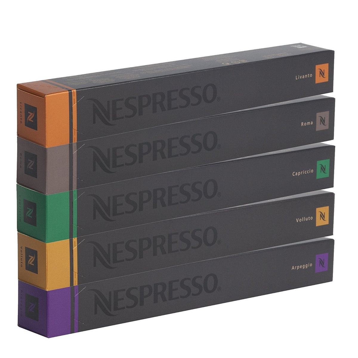 Nespresso Mixed Set - 50 Capsules - 10x Volluto, 10x Capriccio, 10x Livanto, 10x Roma, 10x Arpeggio