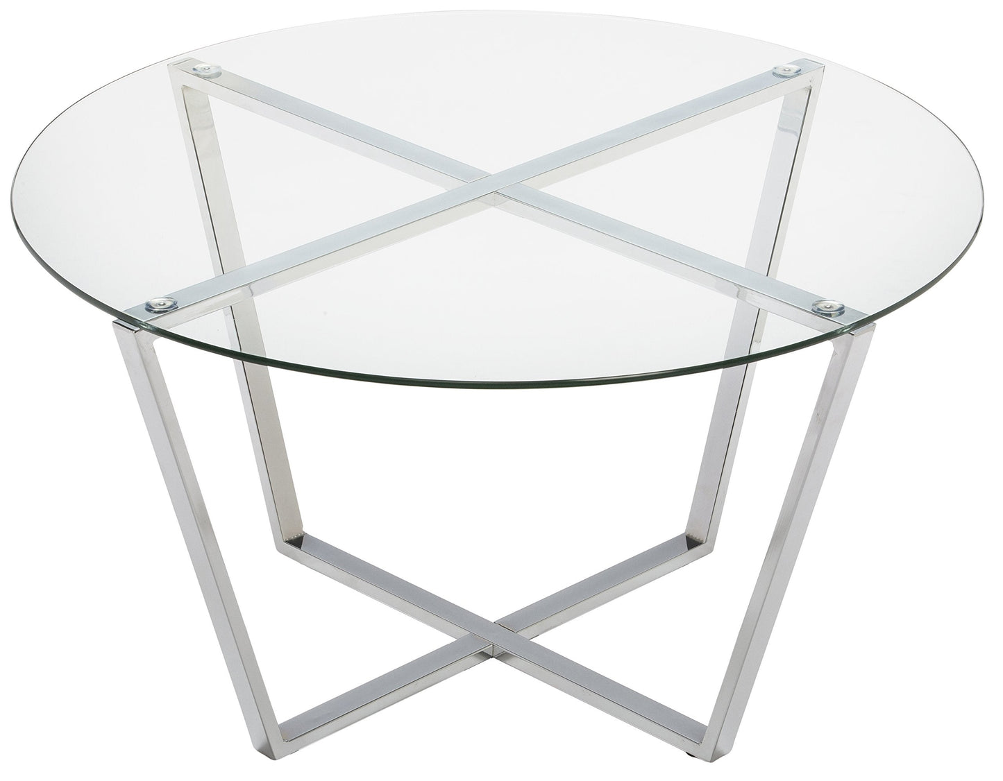 Mango Steam Round Metro Glass Coffee Table/Side Table/for Living Room & Dining Room - Clear Top/Chrome Base