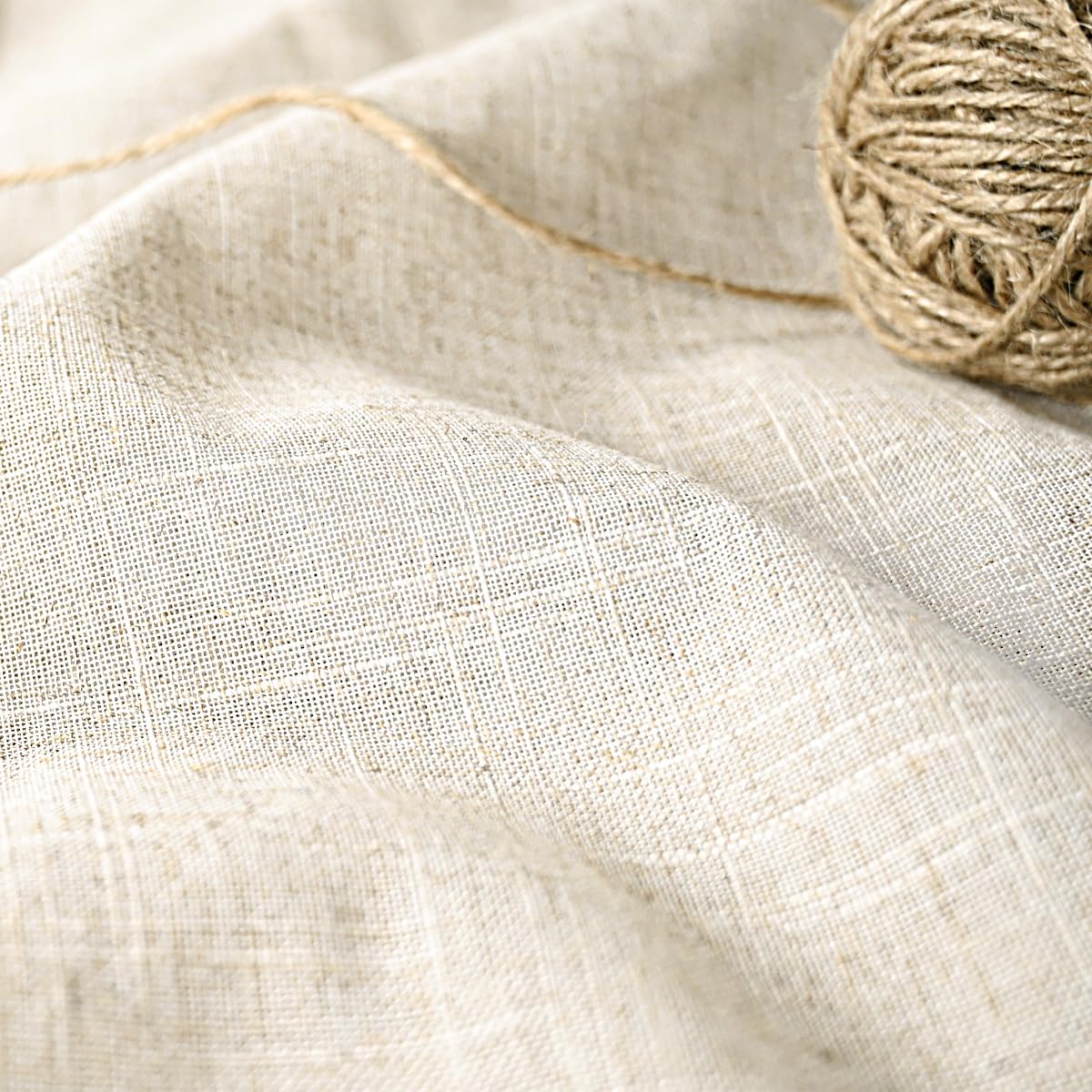 DOSLY IDÉES Farmhouse Shower Curtain,Beige and Brown Stripe,Button Curtain,Linen and Cotton Woven Fabric,Rustic Charm Country Chic Style,72x72 in