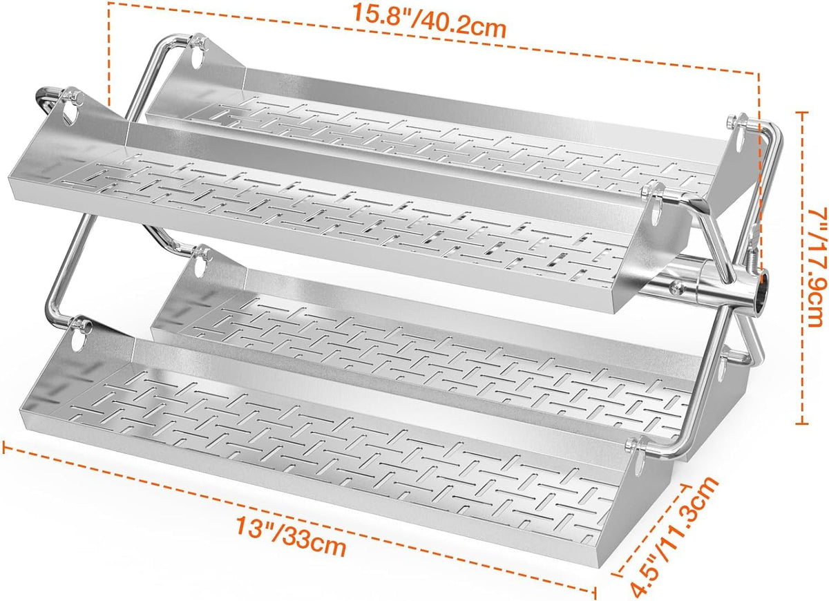 onlyfire BRK-6026 BBQ Grill Rotating Stainless Steel Rotisserie Trays Kit with Hexagon Hole- Fits for 18" and Larger Grill