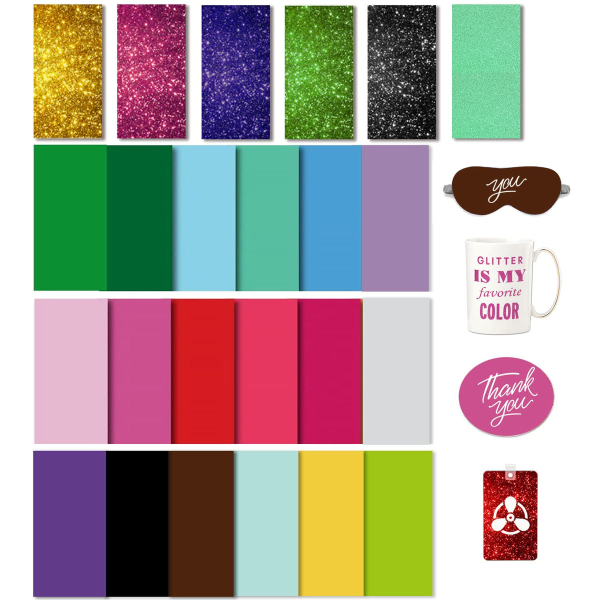 Transfer Ink Sheets for Heat Press Machine, Solid Color Transfer Paper Sublimation for Cricut Mug Press, 24pcs, 4.5"x12" Glitter Pre-Inked Sublimation