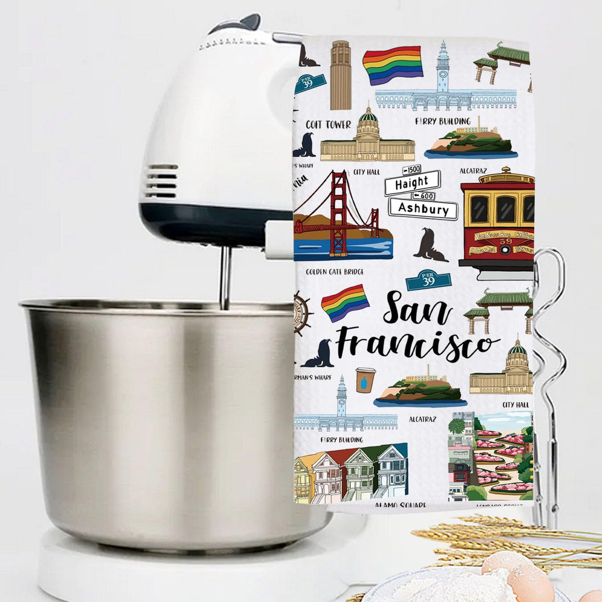 LEVLO San Francisco Kitchen Towel San Francisco Souvenirs Gifts San Francisco Tea Towel San Francisco Housewarming Gift (San Francisco Towel)