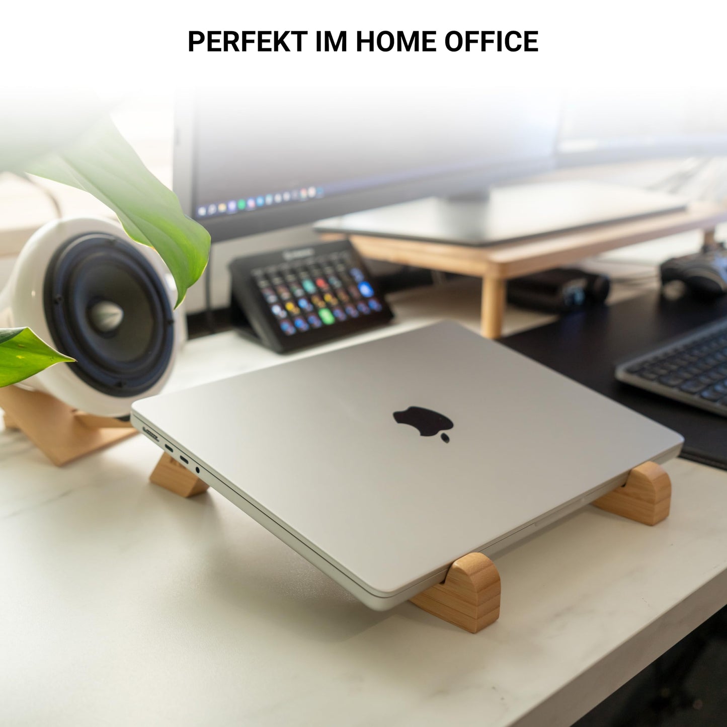 Bamboo Laptop Stand for Desk - Laptop Riser for Desk - MacBook Stand