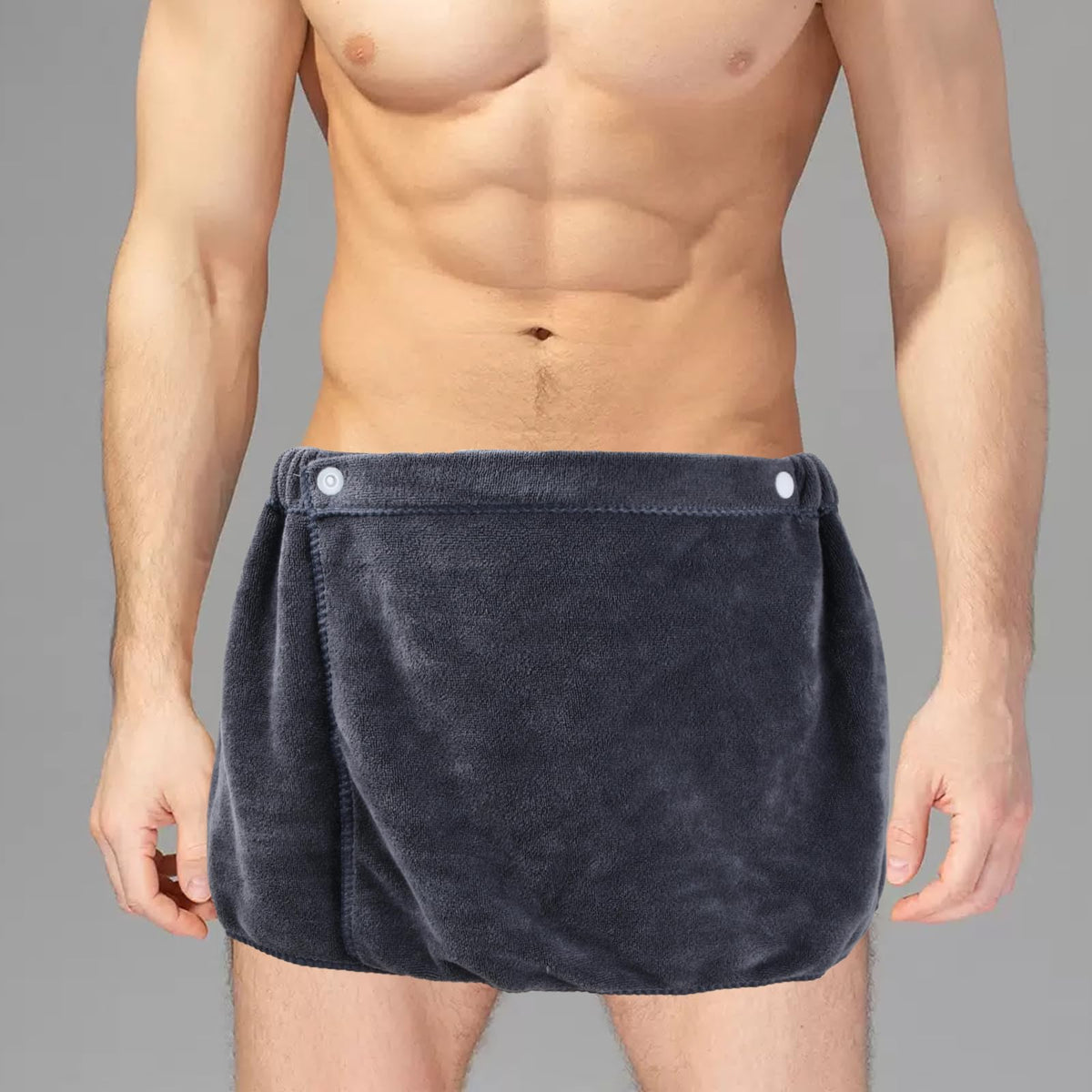 YILANJIN Men's Adjustable Bath Skirt, Gray, Microfiber, One Size, Quick Dry, Modern Style, Beach Towel