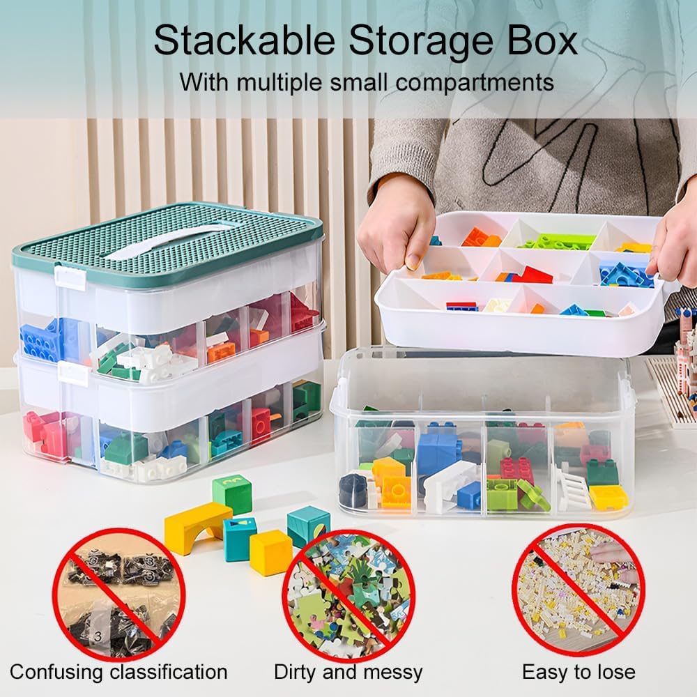 3 Layers Clear Storage Boxes with Lids, Stackable Plastic Drawer Organiser