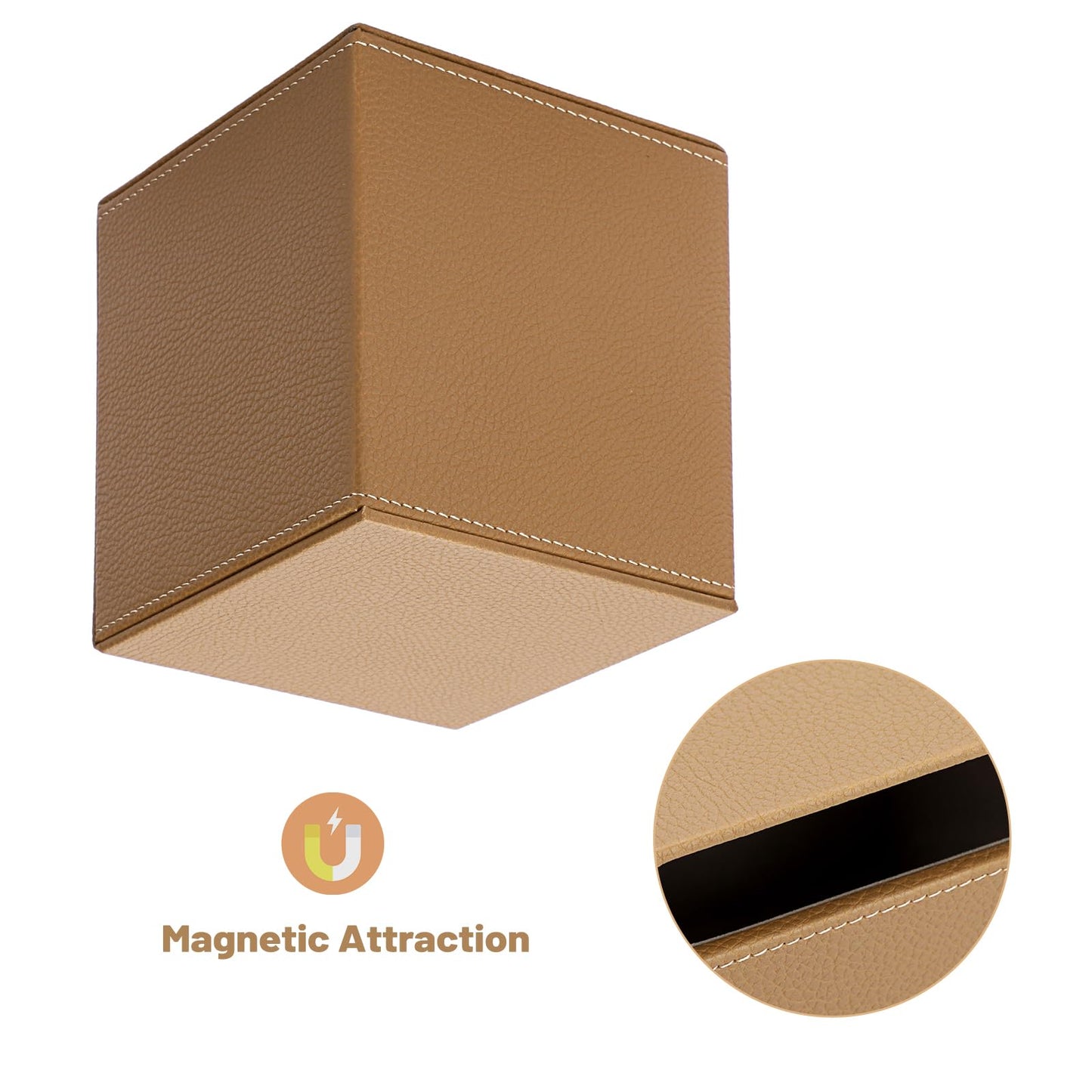 BTSKY PU Leather Square Tissue Box Cover, Camel Textured Tissue Box Holder