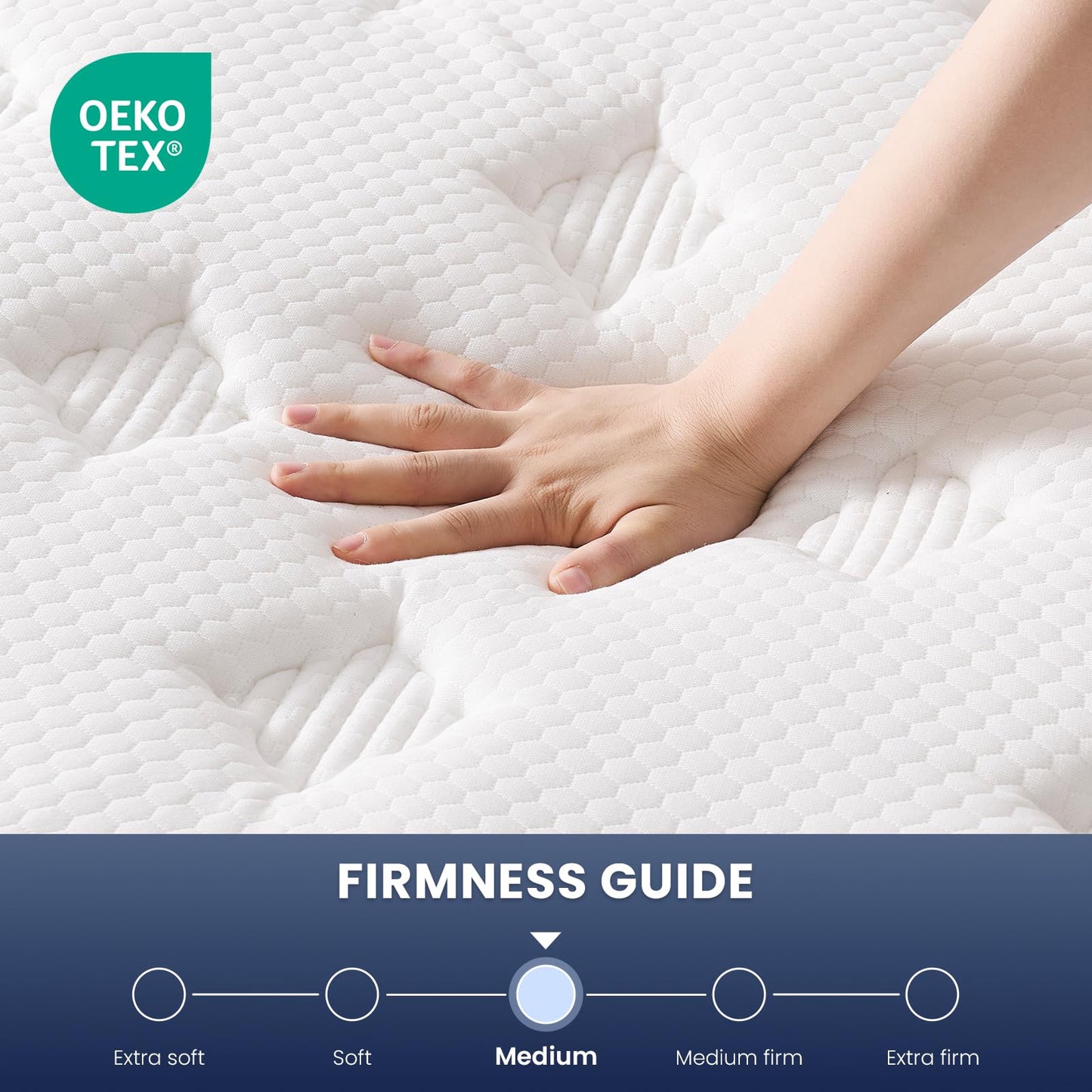 L'AGRATY Double Mattress, Hybrid Memory Foam Mattress 7 Zone Orthopedic Pocket Sprung,Pressure Relief Motion Isolation Medium Firm 135x190x22cm