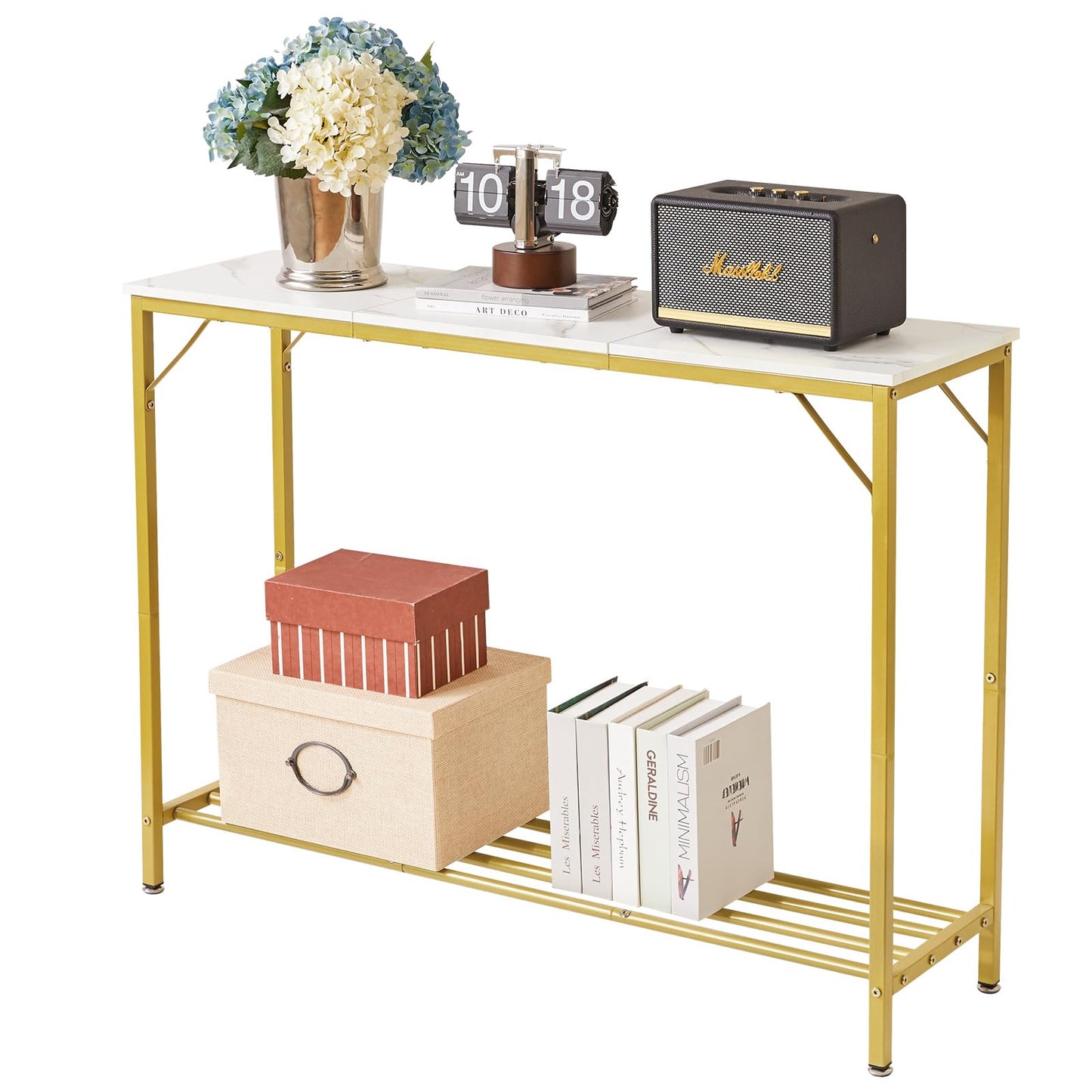 YMYNY Console Table, Slim Console Table for Hallway, Metal Frame, Compact Display Table, Sofa Table for Small Spaces, Entryway, Living Room, Sturdy,