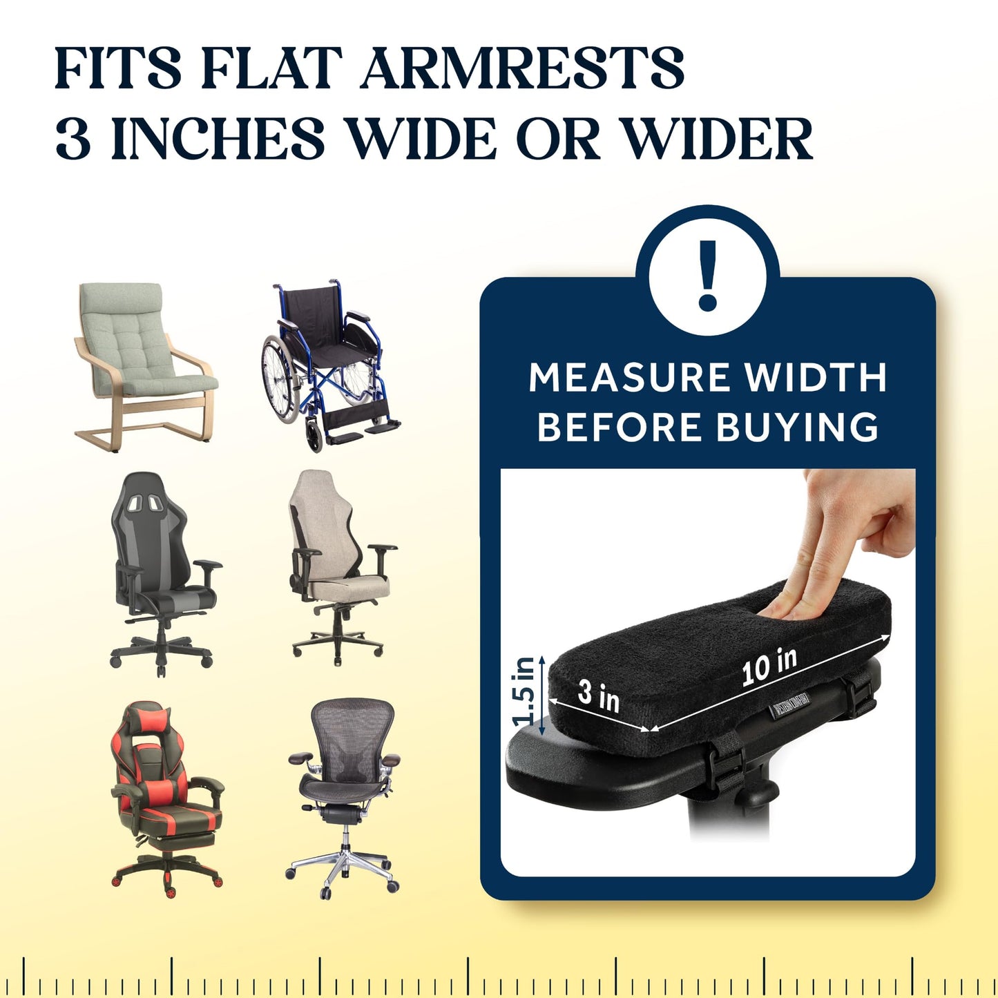 WESTERN COMFORT Thick Office Chair Arm Pads - Office Chair Arm Covers - Armrest Pillow (Flat)