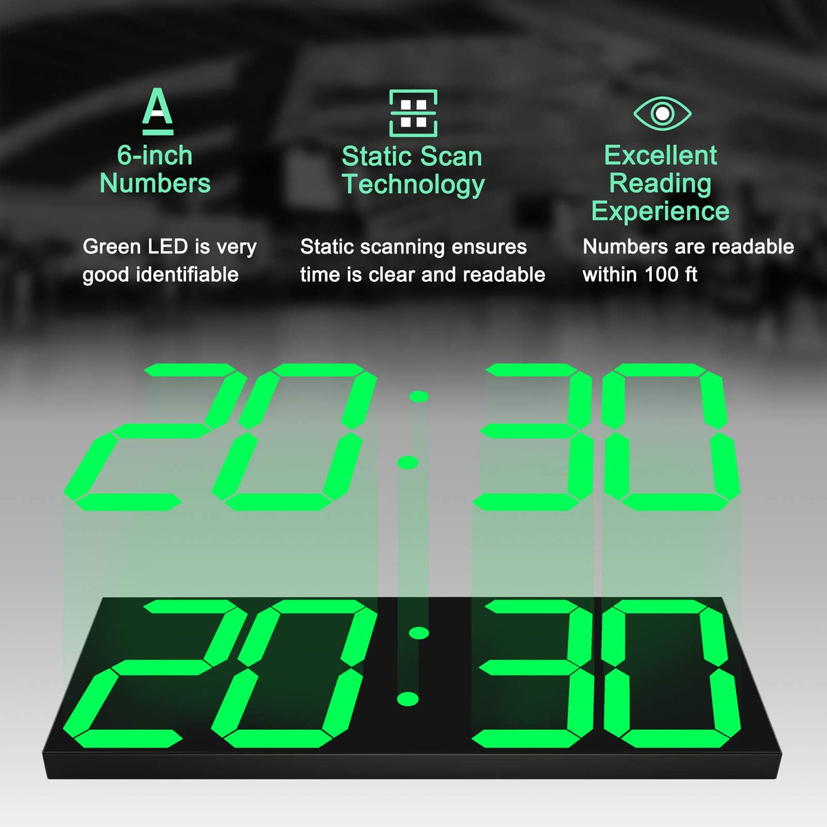 CHKOSDA Digital Wall Clock, 18" Large Wall Clock, Led Wall Clock with Countdown Timer, Calendar, Thermometer, 12/24H, Adjustable Brightness, Wall