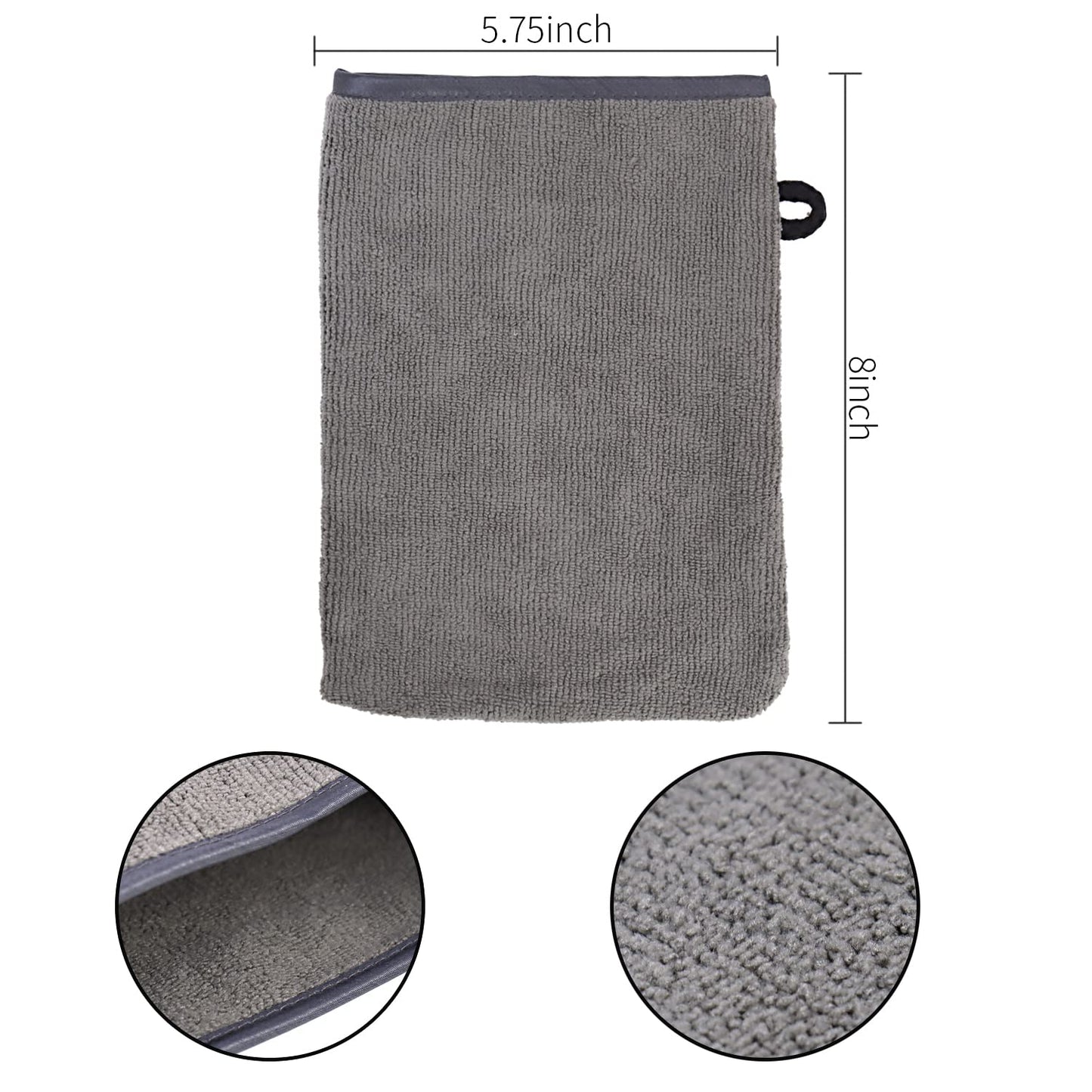 DBOO 2 Pack Microfibre Body Wash Mitts, Soft Face Cleansing Mitts, Bath SPA Terry Cloth, Reusable Makeup Remover Mitt Gloves, 15x21 cm, Grey