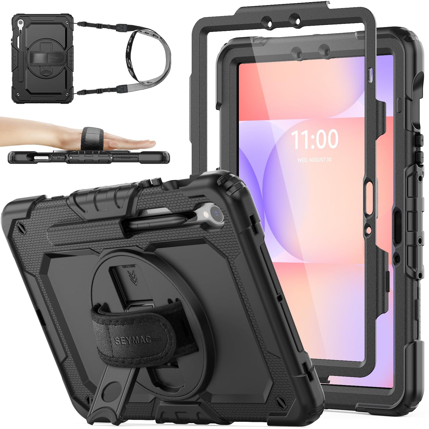 SEYMAC stock Case for Samsung Galaxy Tab S10 Lite/ S10 FE/ S9 FE 10.9 inch/ S9 11 inch, Full-body Shockproof with Screen Protector, 360? Rotating