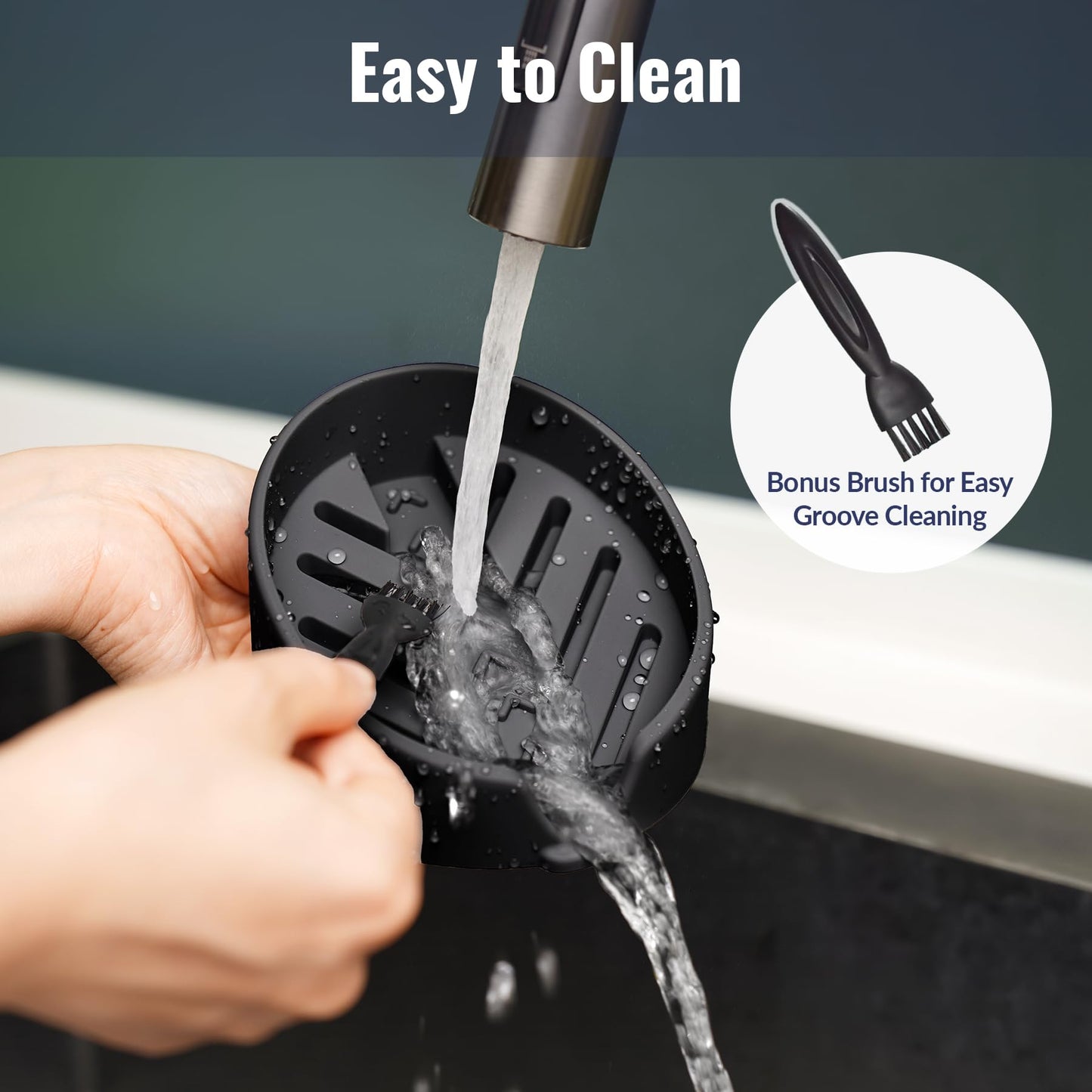 NiHome Silicone Soap Dish with High-Efficiency Drainage for Bathroom & Kitchen, Enlarged Holder Fits Various Soaps and Cleaning Supplies