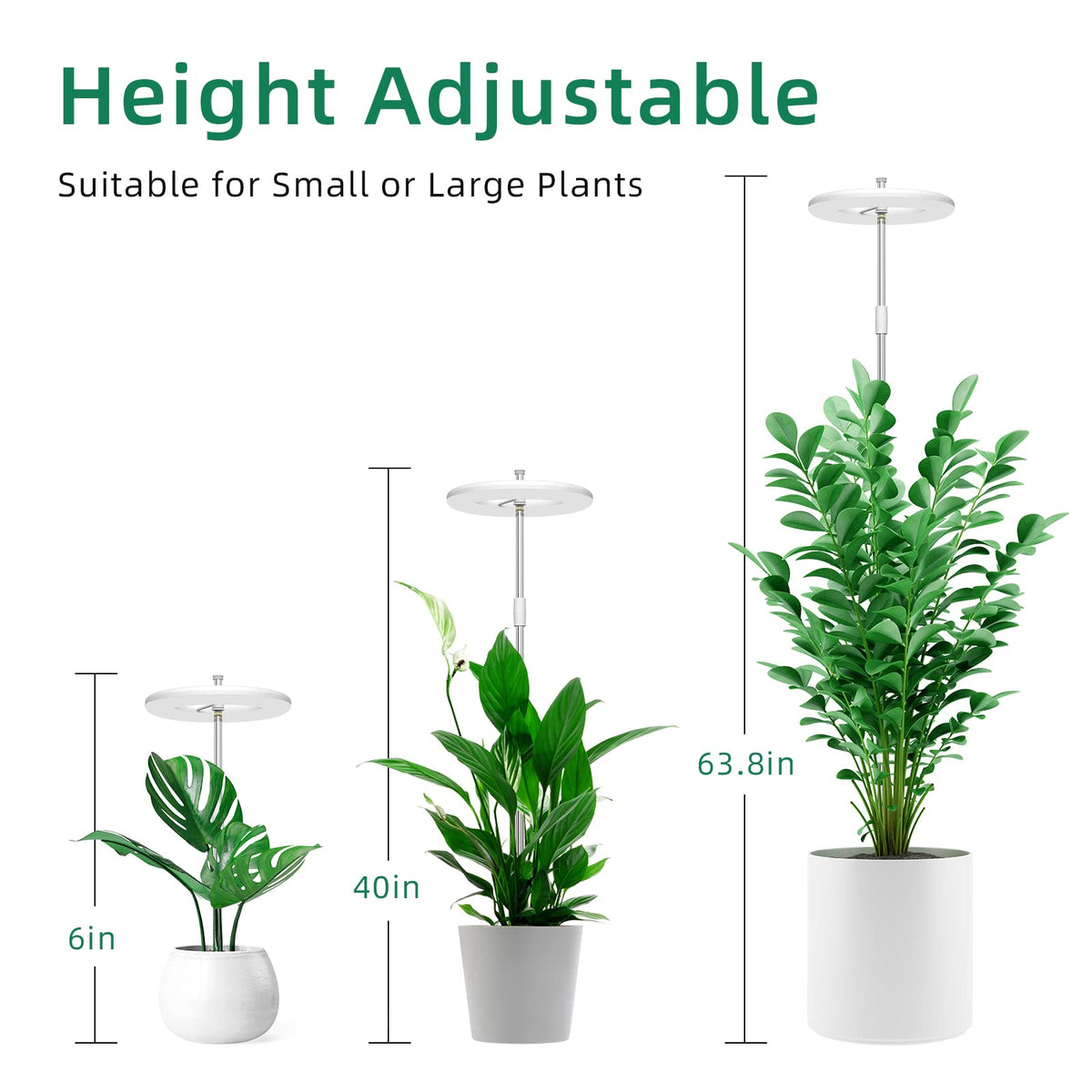 YUYMIKA Grow Lights for Indoor Plants, 72 LEDs Full Spectrum Led Plant Grow Light, 10 Dimmable Levels Grow Lamp with Auto Timer, 30-162CM Adjustable