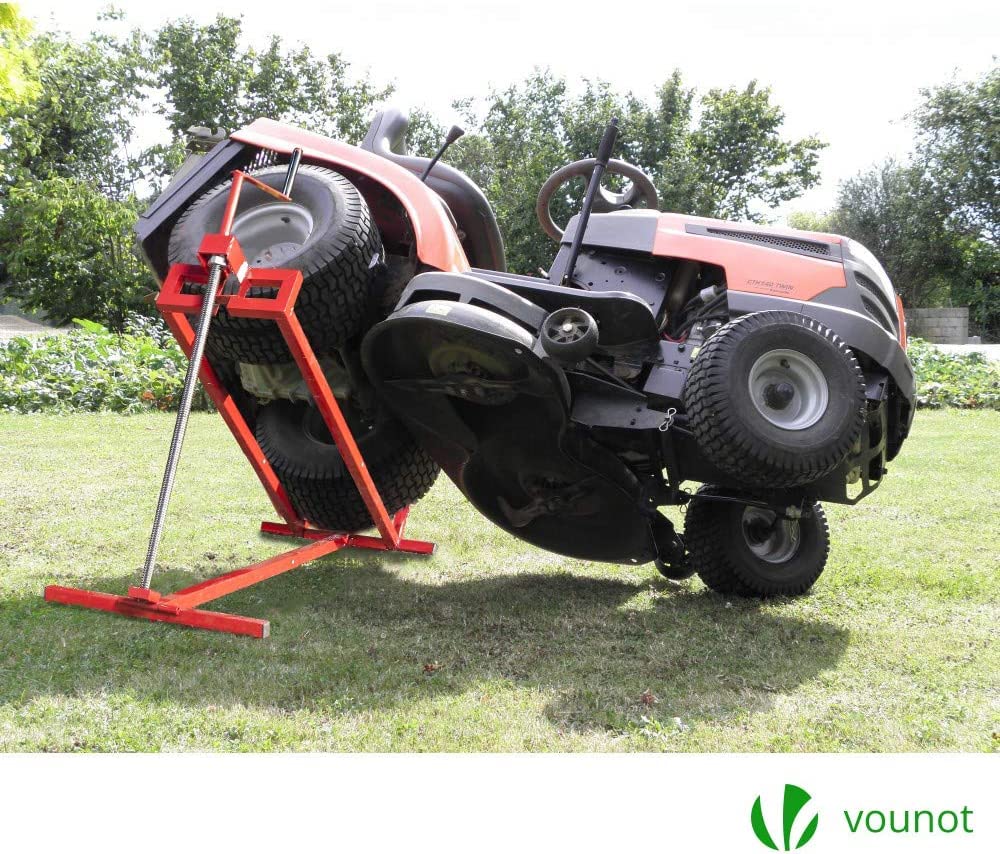 VOUNOT Ride on Mower Jack Lift, Telescopic Maintenance Jack for Lawn mowers and Garden Tractors, Weight Capacity 400kg, Red