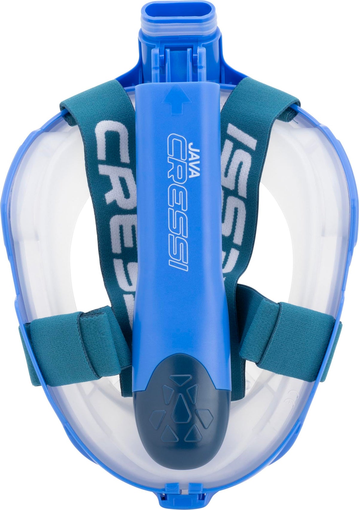 CRESSI Java Full Face Mask Blue/Blue Navy S/M-Unisex Full Face Snorkel Mask, Ultra Clear Anti Fog Lens, 100% Silicone, Snorkel Dry with Safety Valves,