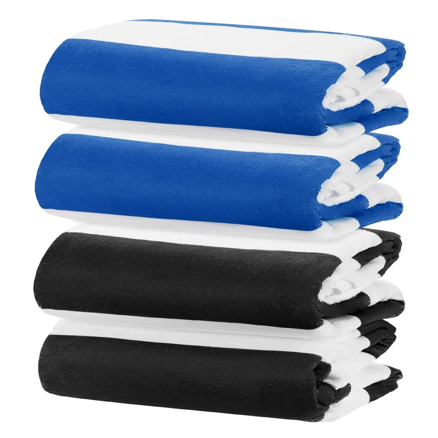 M METERXITY 1-Set Large Stripe Beach Towels 30x60in Black/Navy Blue