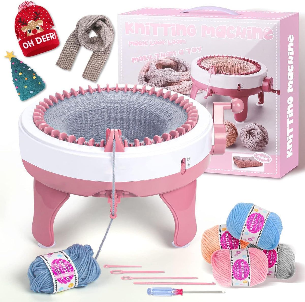 Knitting Machine, 40 Needles Smart Weaving Loom Round Knitting Machines, Knitting Board Rotating Double Knit Loom Kit for Sock/Hat/Pumpkin, Weaving