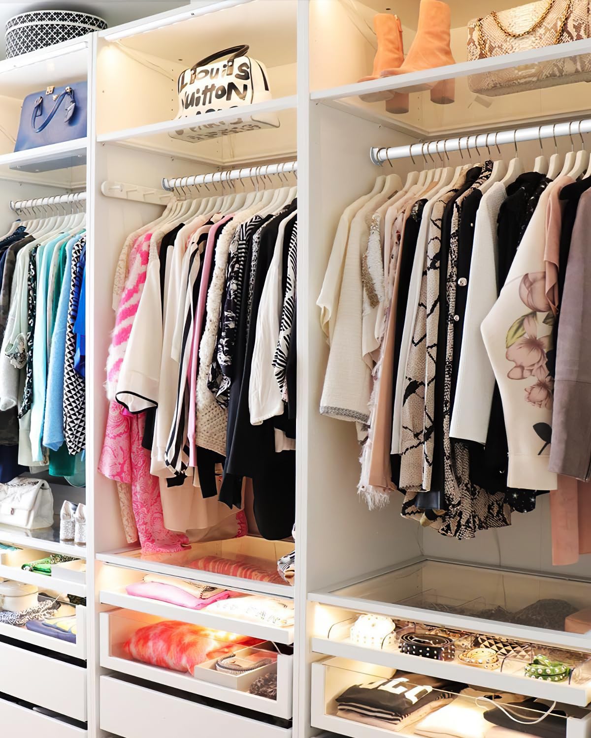 Wardrobe Rail, 43 to 135 CM Stepless Adjustable Metal Rails To Hanging Clothes, 3.3 CM Heavy Duty Wardrobe Rails and Fittings for Closet Wardrobes
