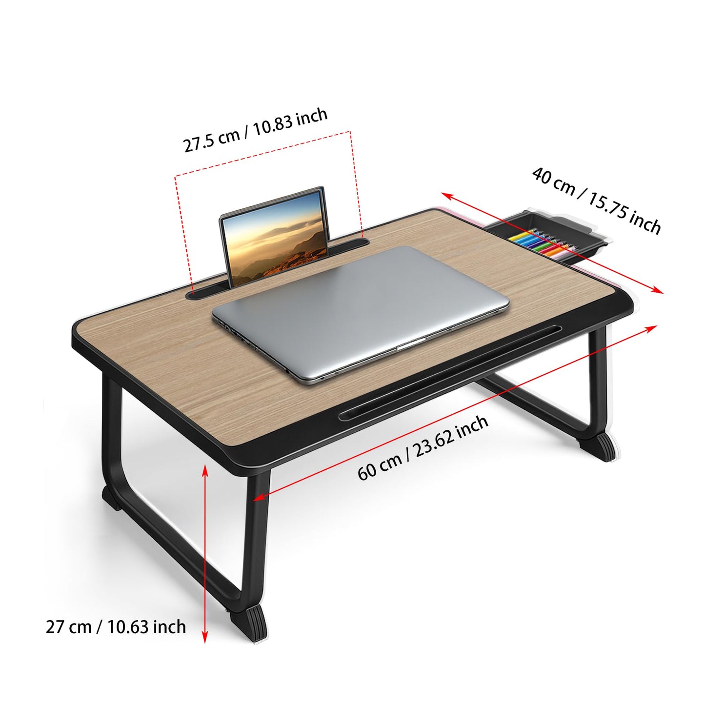 Laptop Bed Desk - Lap Desk for Breakfast in Bed, Study, Office Work, Gaming, Writing & Reading,Tray Table for Sofa, Couch
