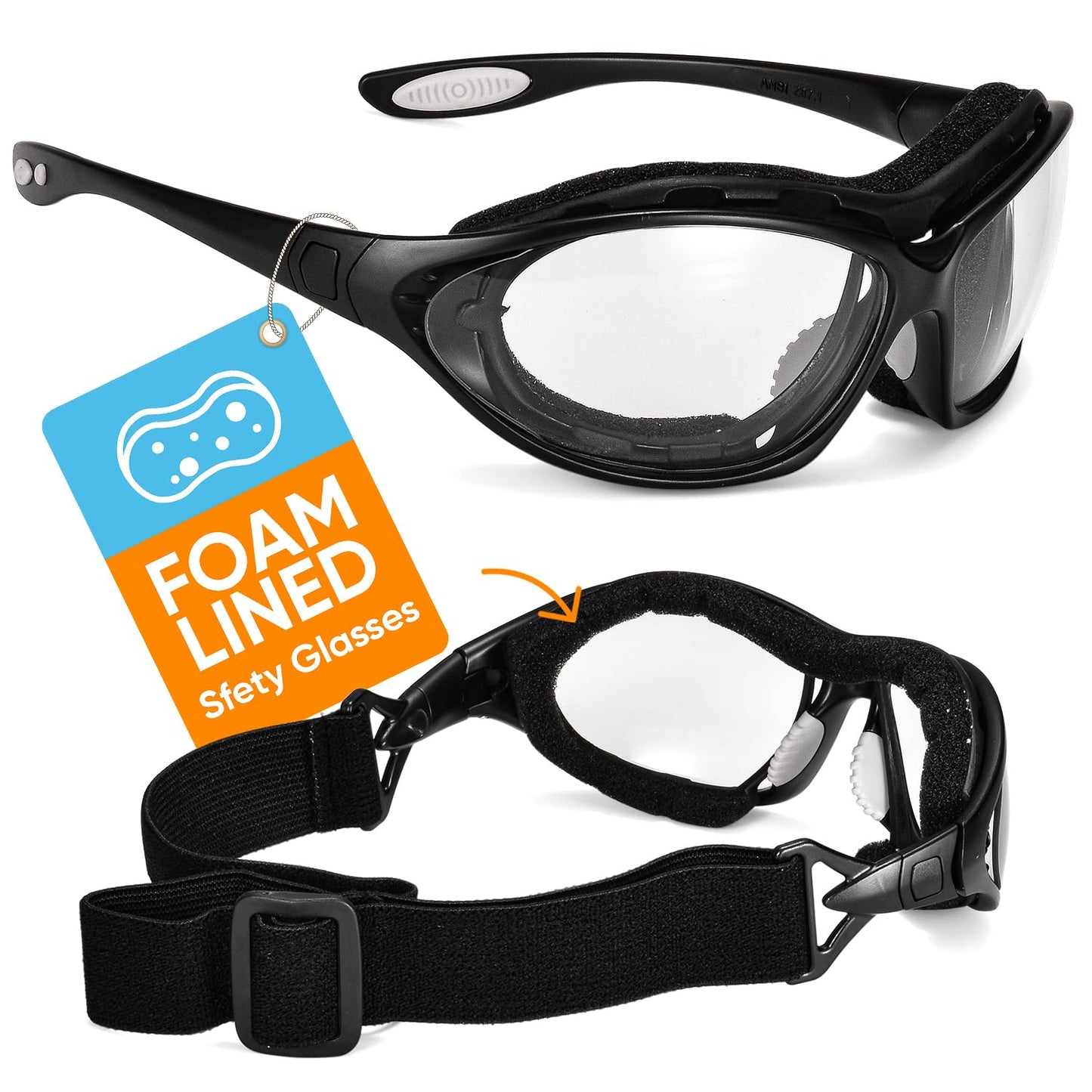 SAFEYEAR Anti-fog Safety Goggles [EN166]- SG002 Anti Scratch Safety Glasses With Neck Cord Adult for Man and Women, UV Protection Pro Work Glasses for