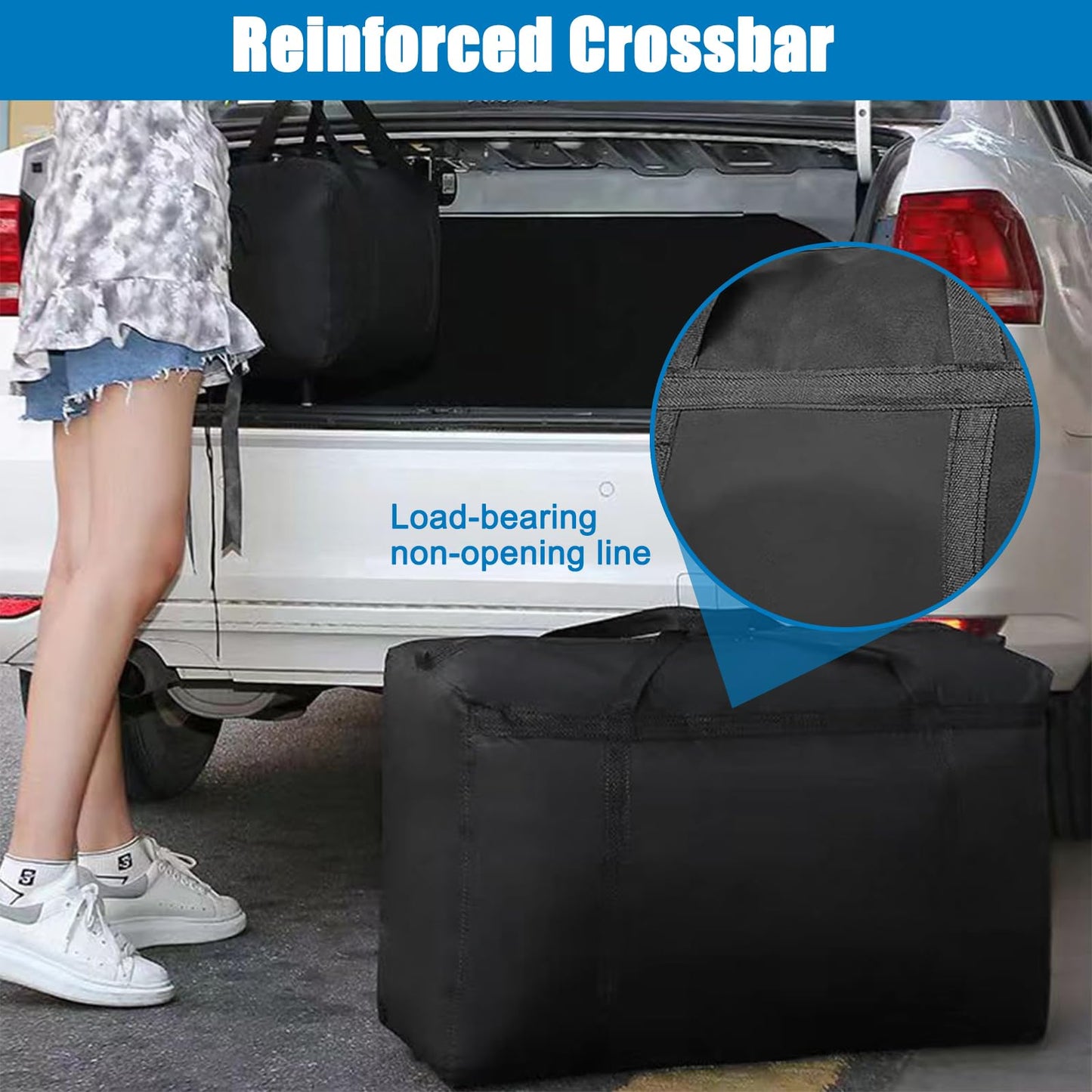 IETWATE 2PCS Large Storage Bags with Zips, 180L Moving Bags Extra Large Strong, Waterproof Clothes Storage Bag
