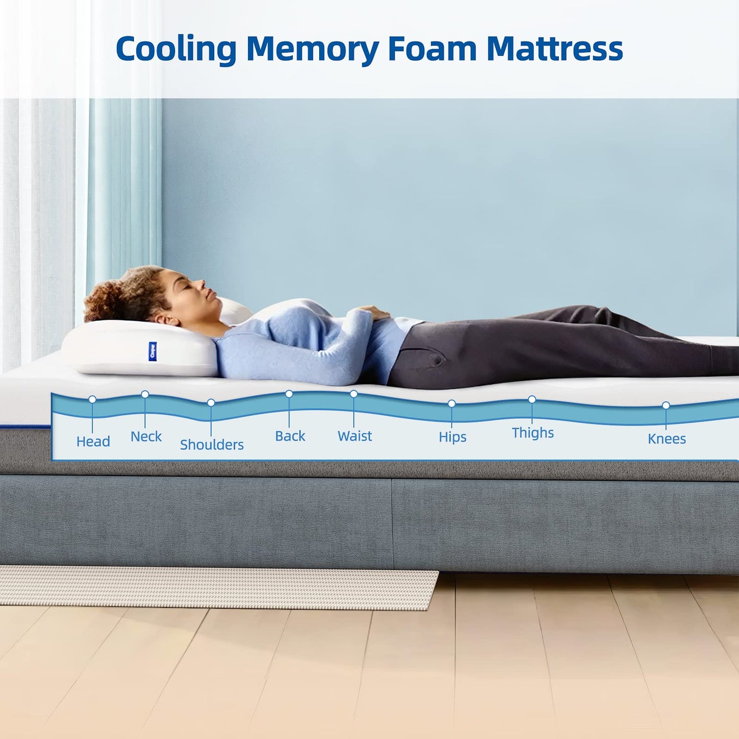 wowttrelax Single Memory Foam Mattress Medium with Soft Fabric, 90x190x15cm