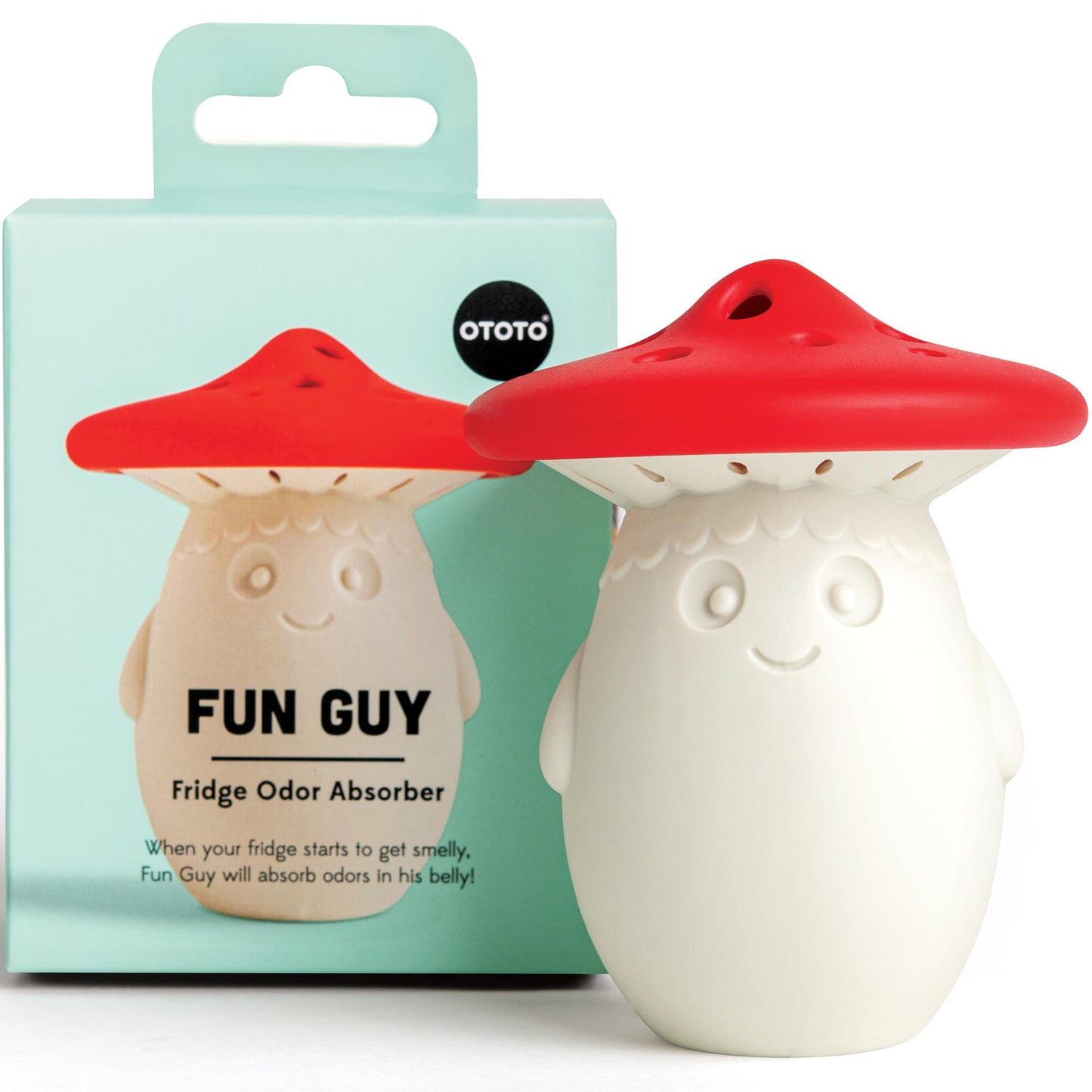 OTOTO Fun Guy Fridge Deodorizer - Food-Grade Fridge Smell Eliminator - Dishwasher Safe and BPA Free Refrigerator Baking Soda Deodorizer Holder- 2.75 x