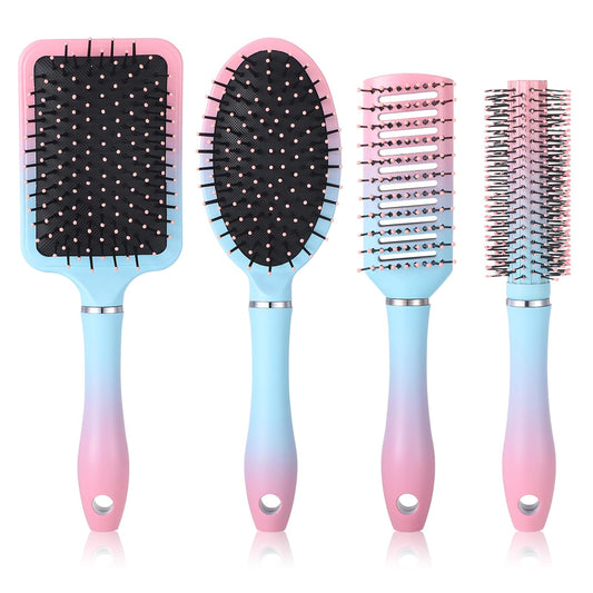 4 Packs Hair Brush Set, Anti-Static Paddle Brush Women Detangle Hair Brushes, Detangling Paddle Brushes for Women Girls Home Salon Supplies(Rainbow)